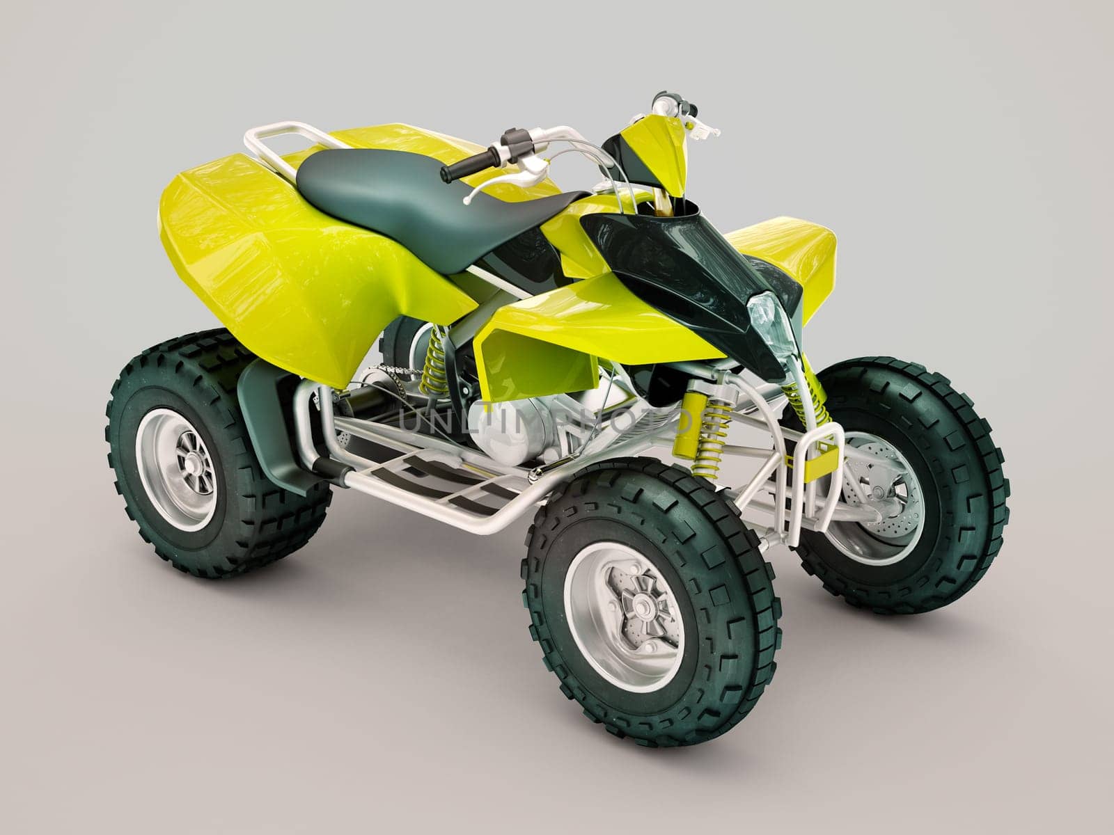 Sports quad bike on a grey background