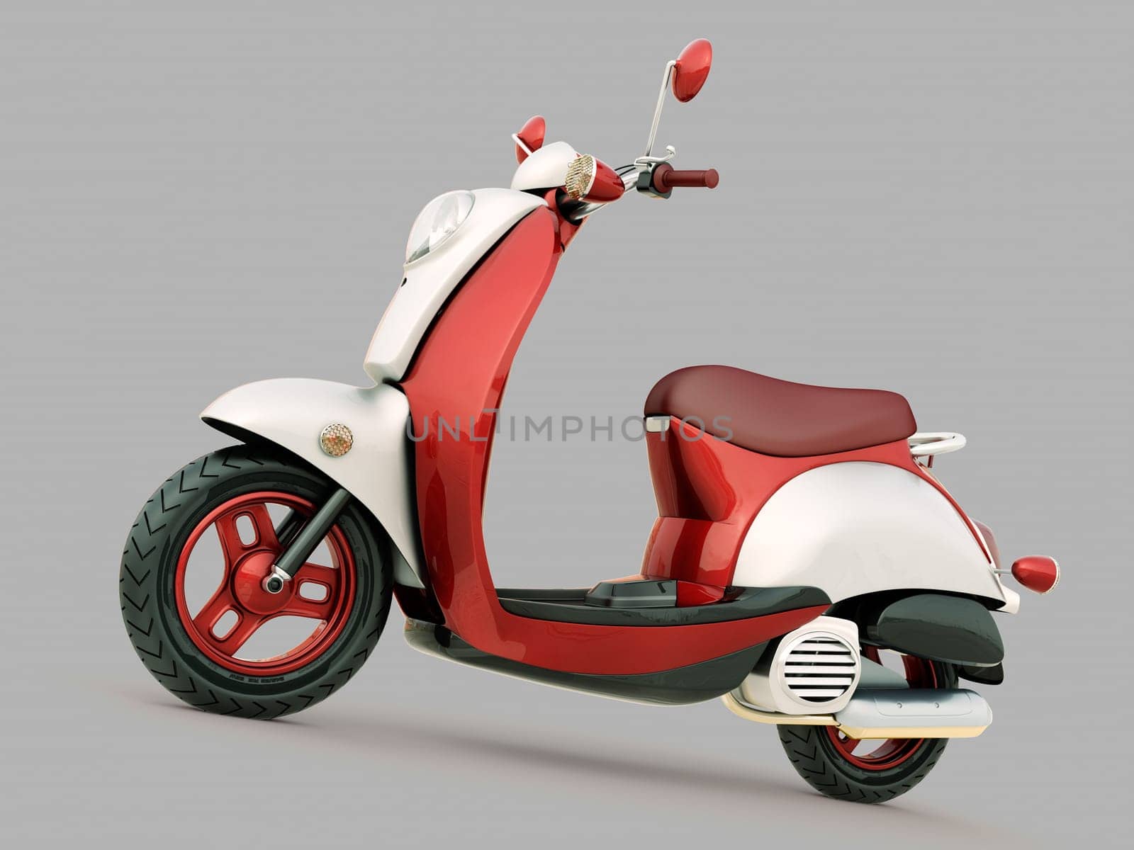 Modern classic scooter on a grey background