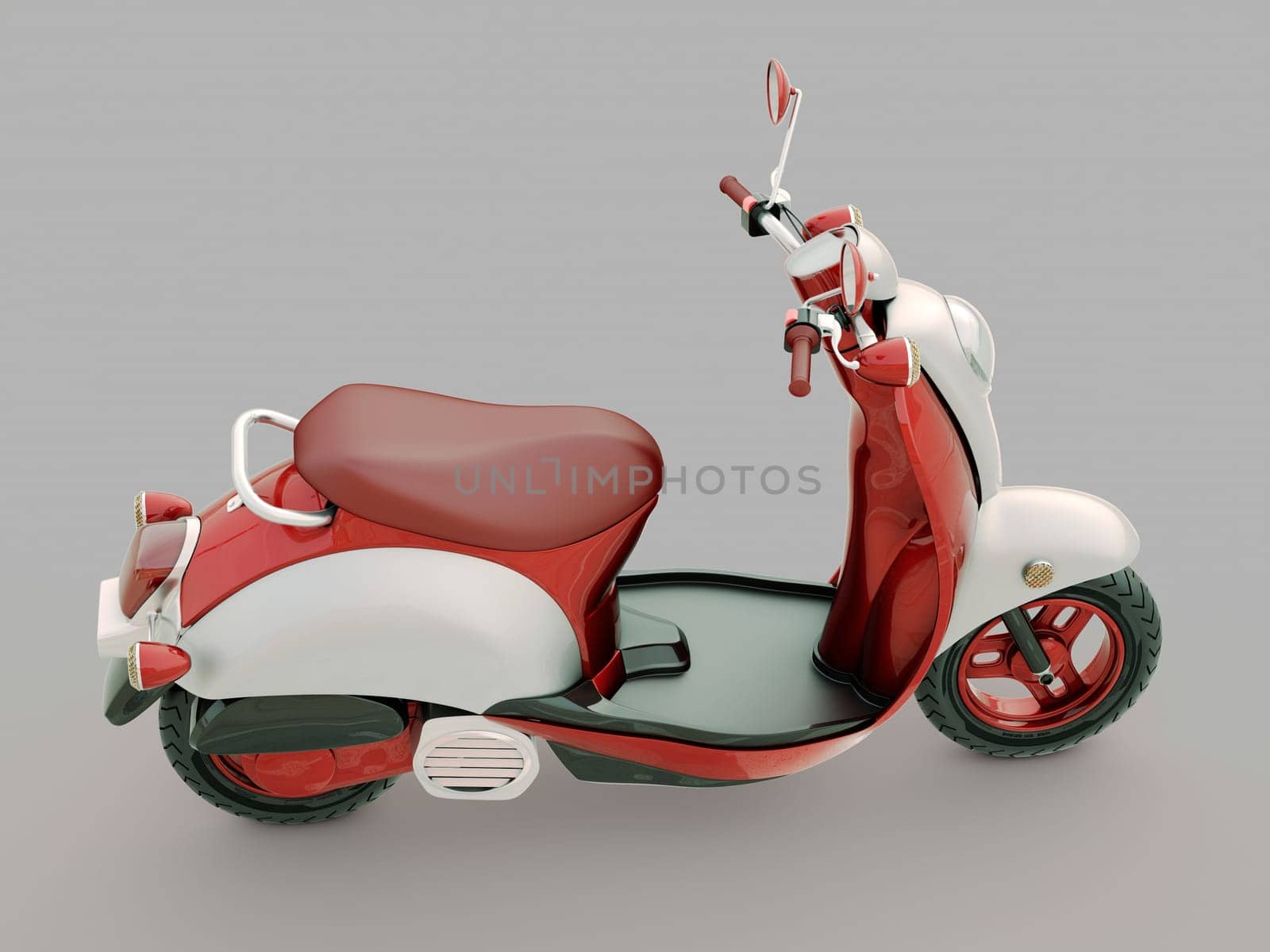 Modern classic scooter on a grey background