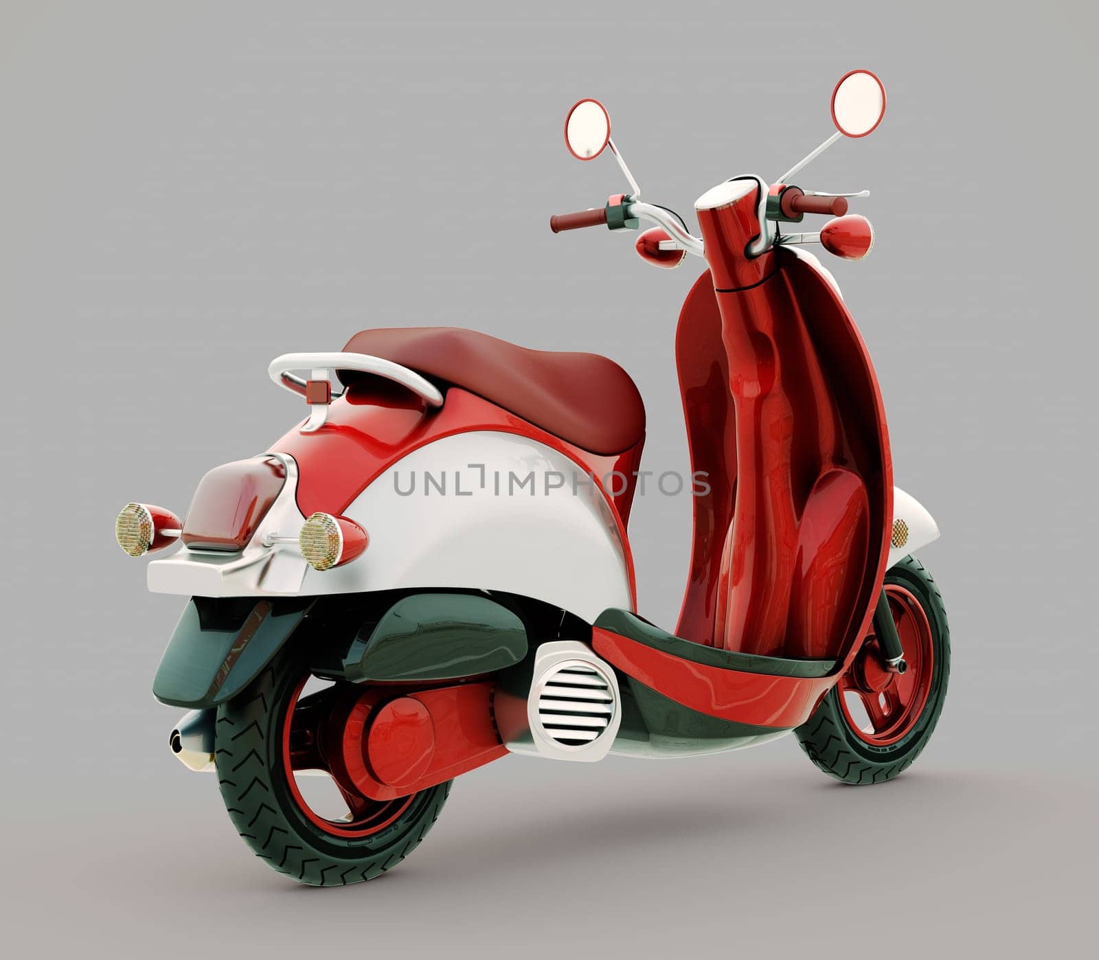 Modern classic scooter on a grey background