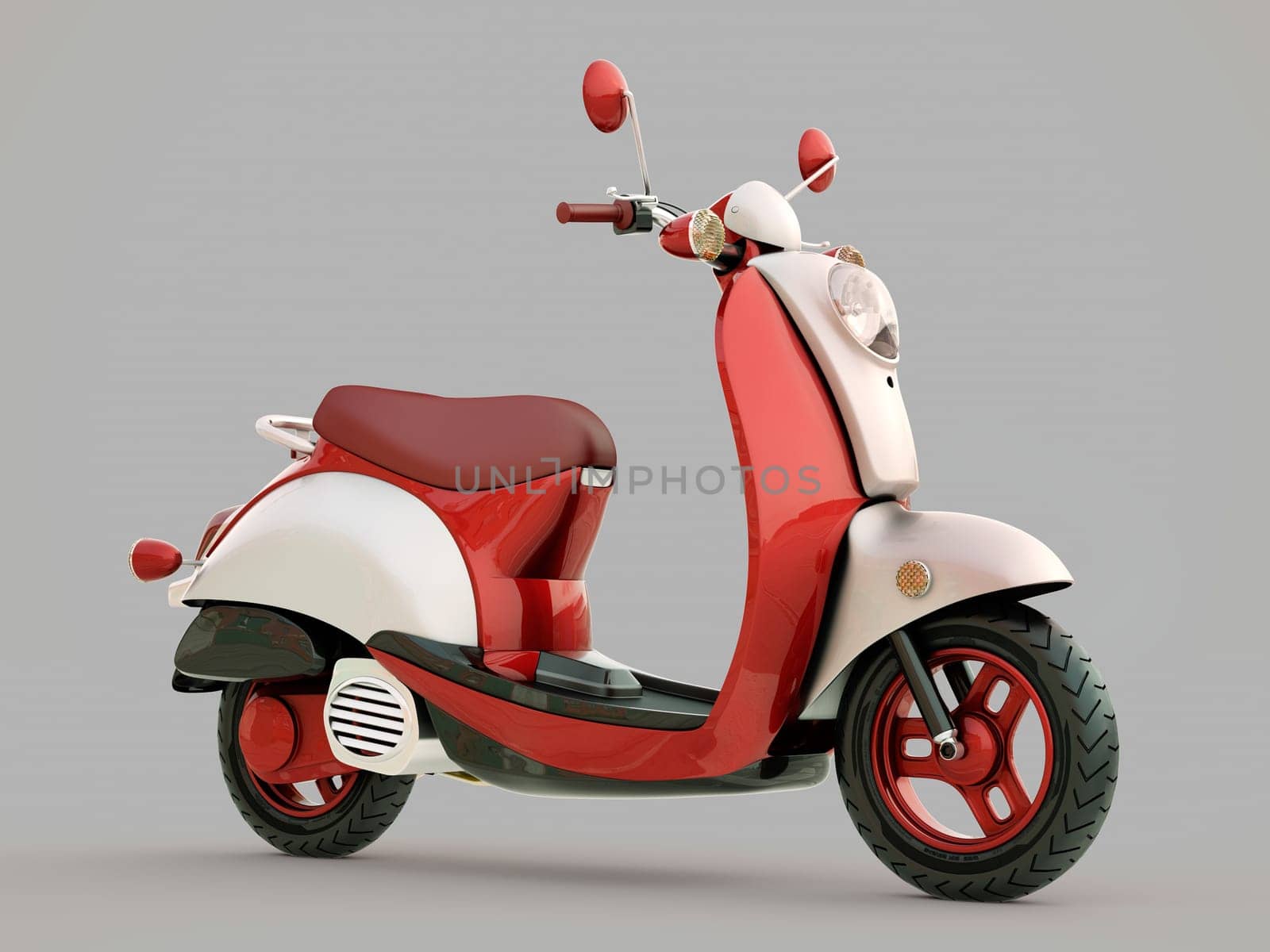 Modern classic scooter on a grey background