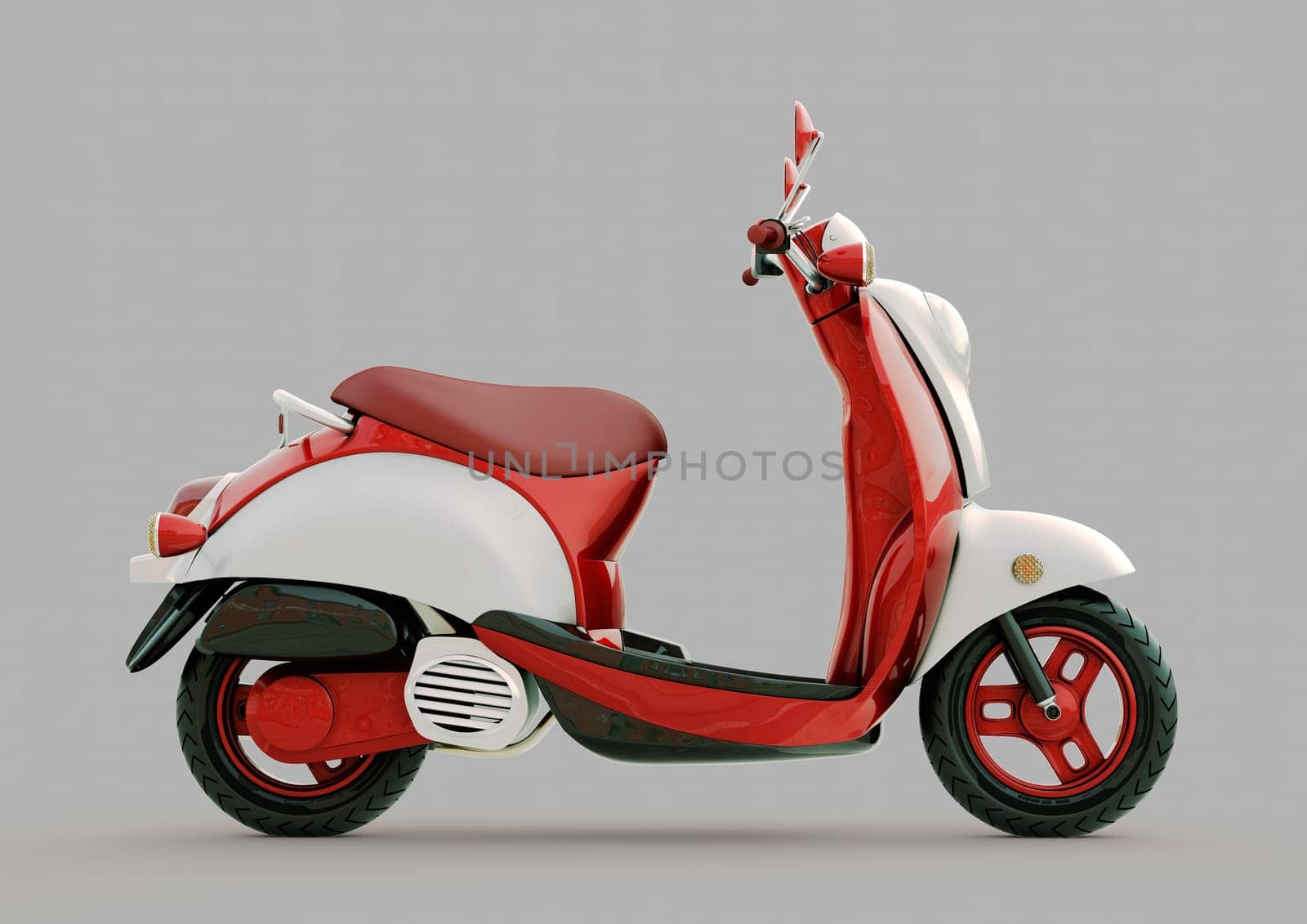 Modern classic scooter on a grey background