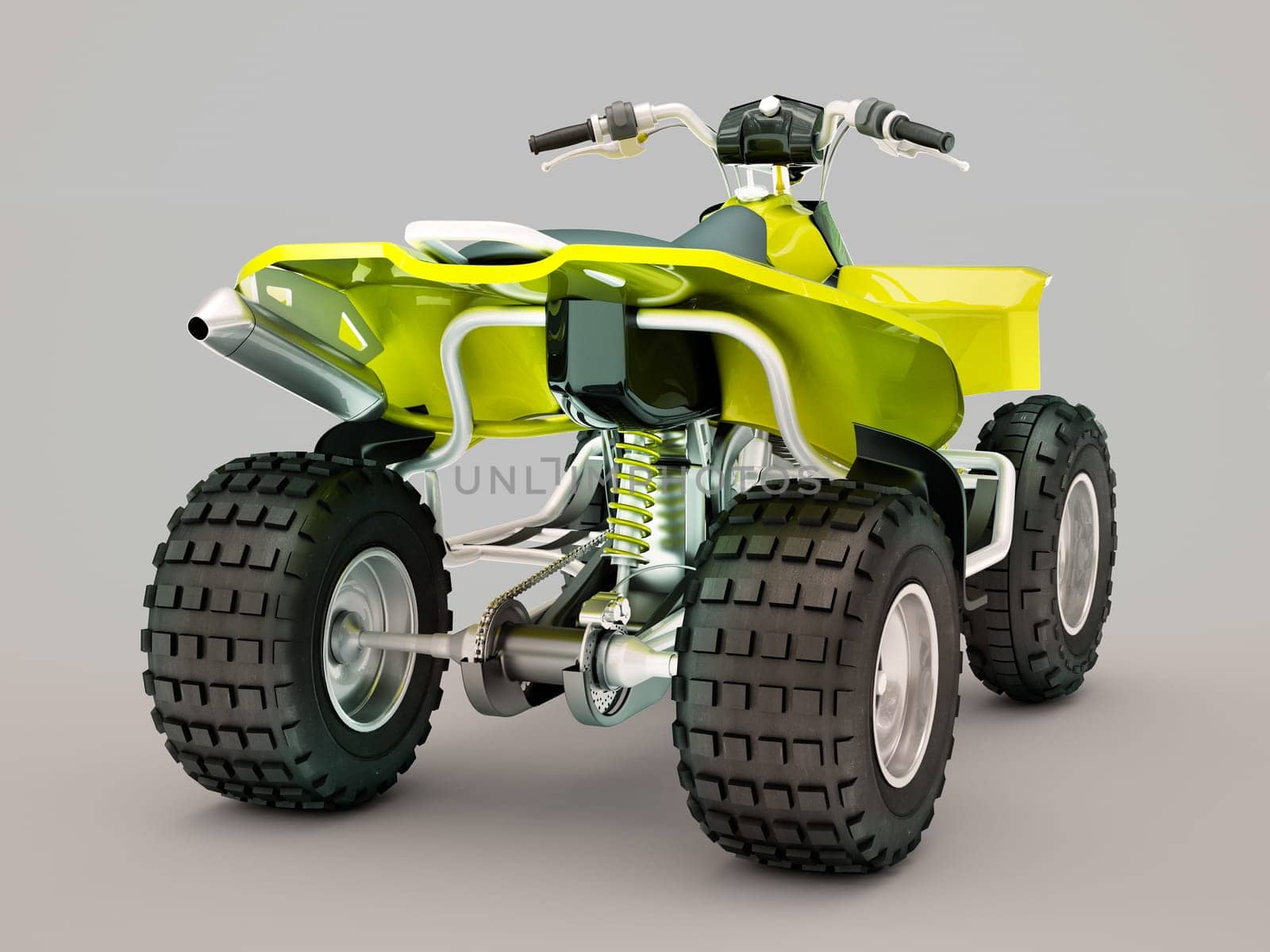 Sports quad bike on a grey background