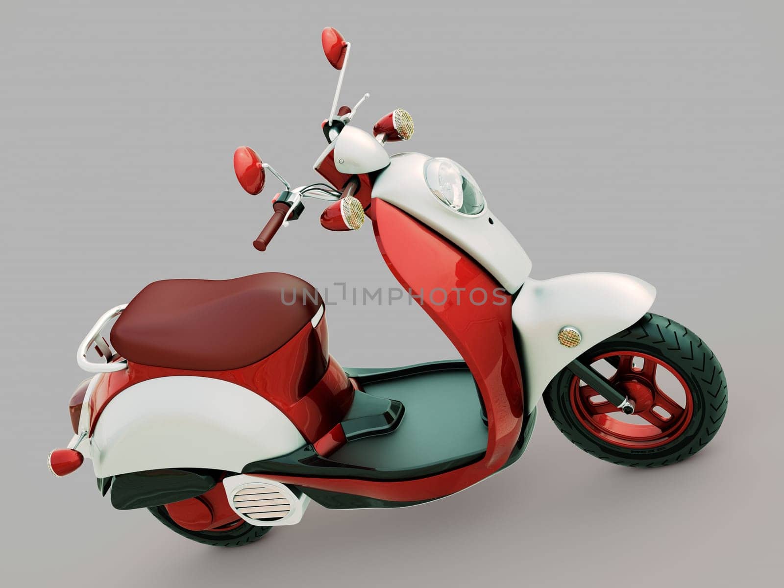 Modern classic scooter on a grey background
