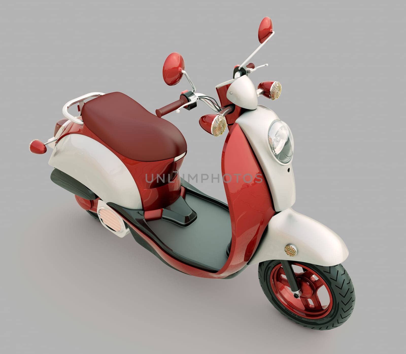 Modern classic scooter on a grey background