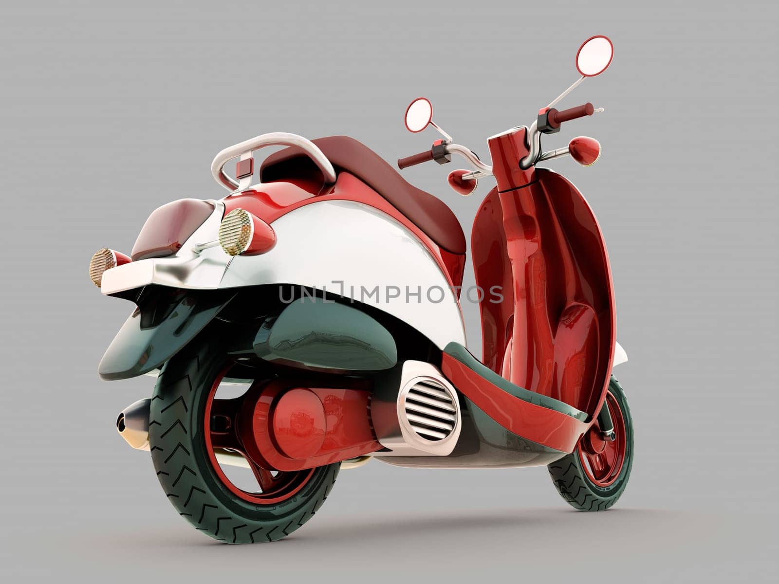 Modern classic scooter on a grey background