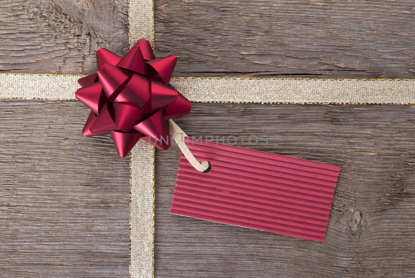a red ticket with copy space as a rural gift background