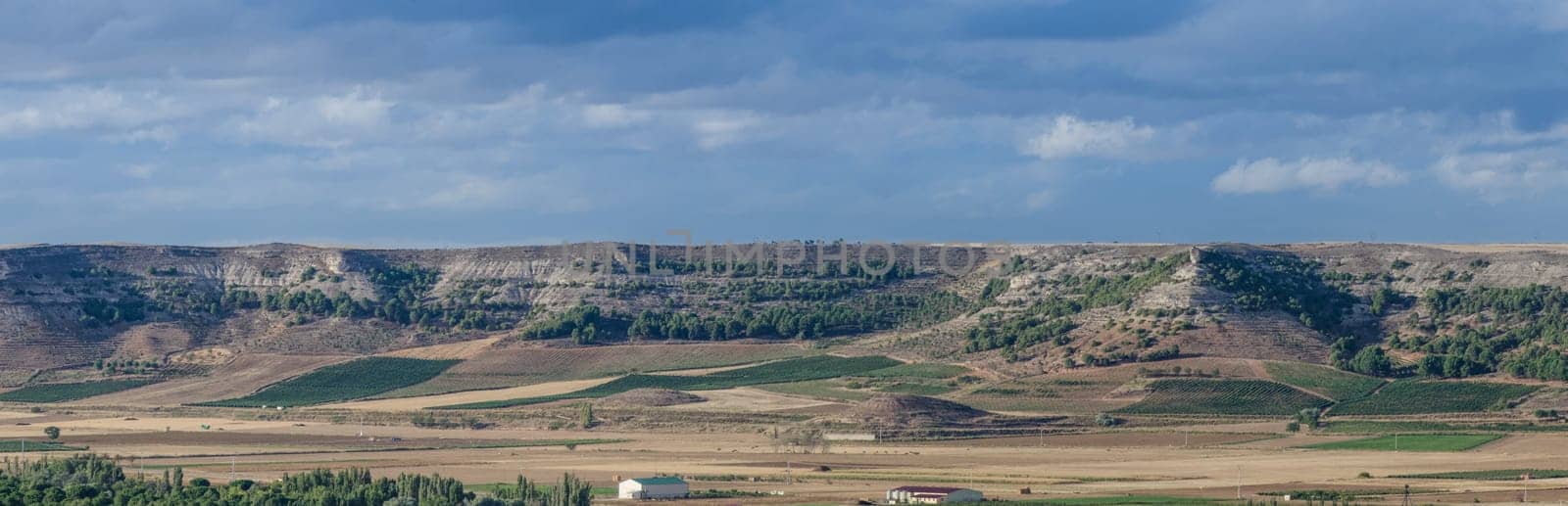 Landscape of Valladolid Province taken from Penafiel Castle, Spain created in the 10th century and located at the Hill