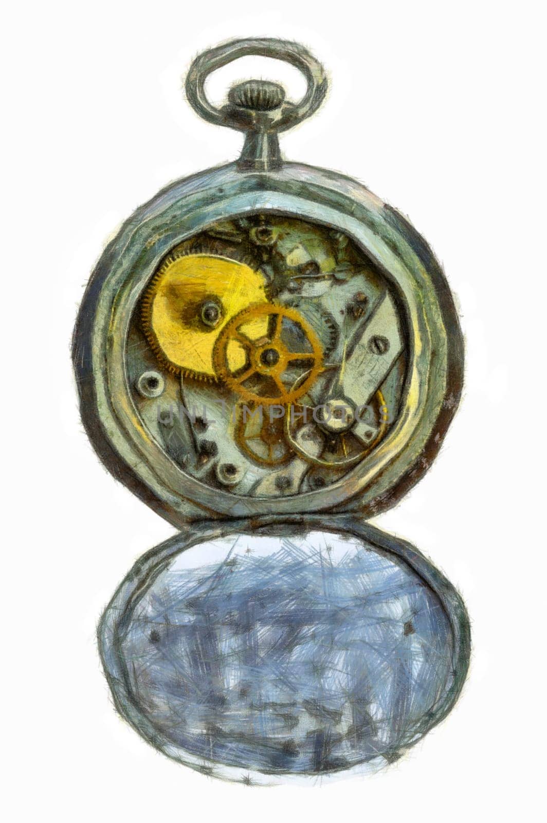 Drawing of the old pocket watch