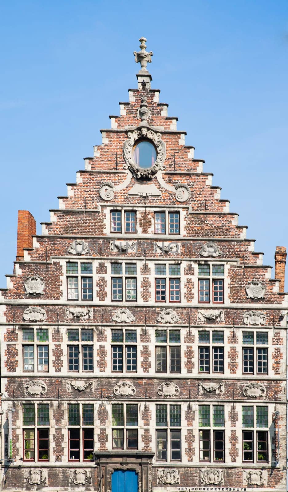 Facade of a house along the Graslei in Ghent, Belgium.
