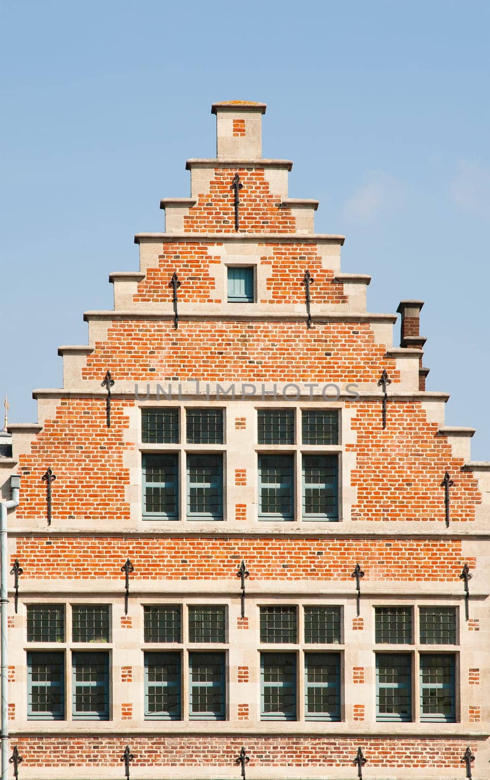 Facade of a house along the Graslei in Ghent, Belgium.