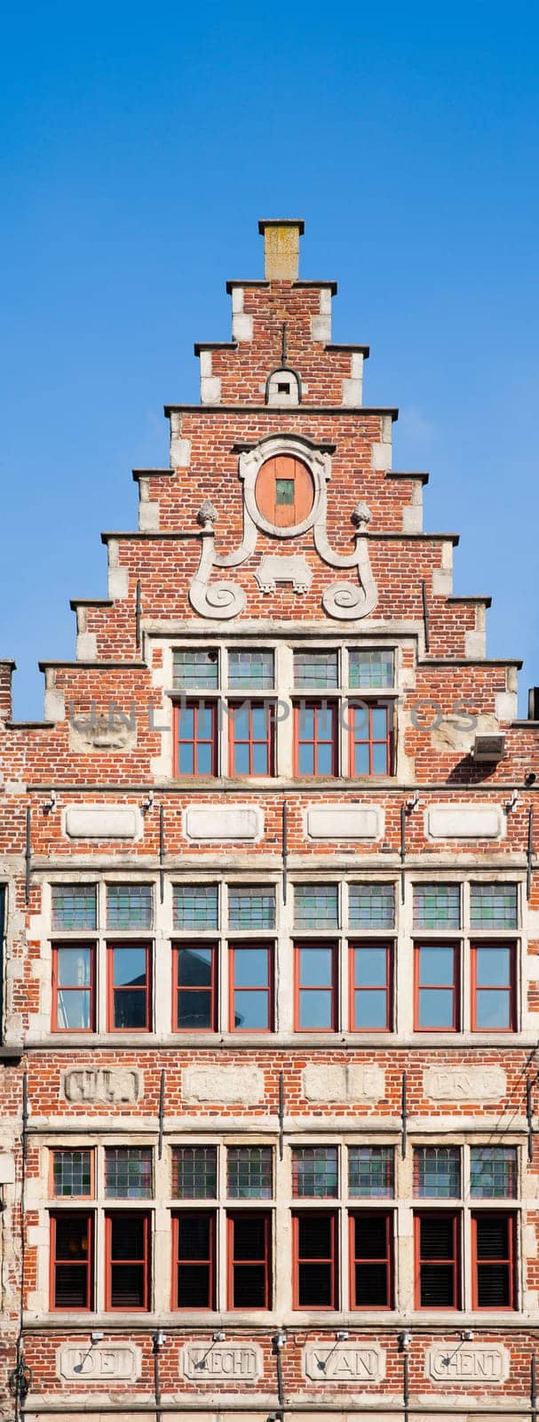 Facade of a house along the Graslei in Ghent, Belgium.