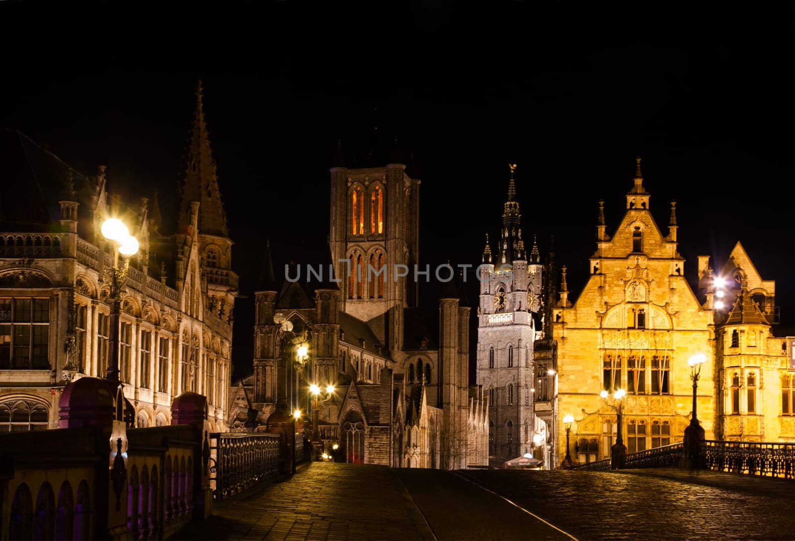 Ghent at night, Belgium.