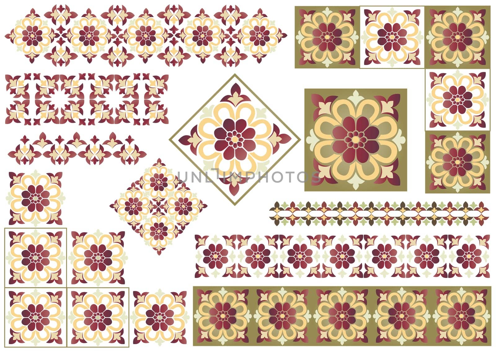 Elements in the old style designs ready to be used