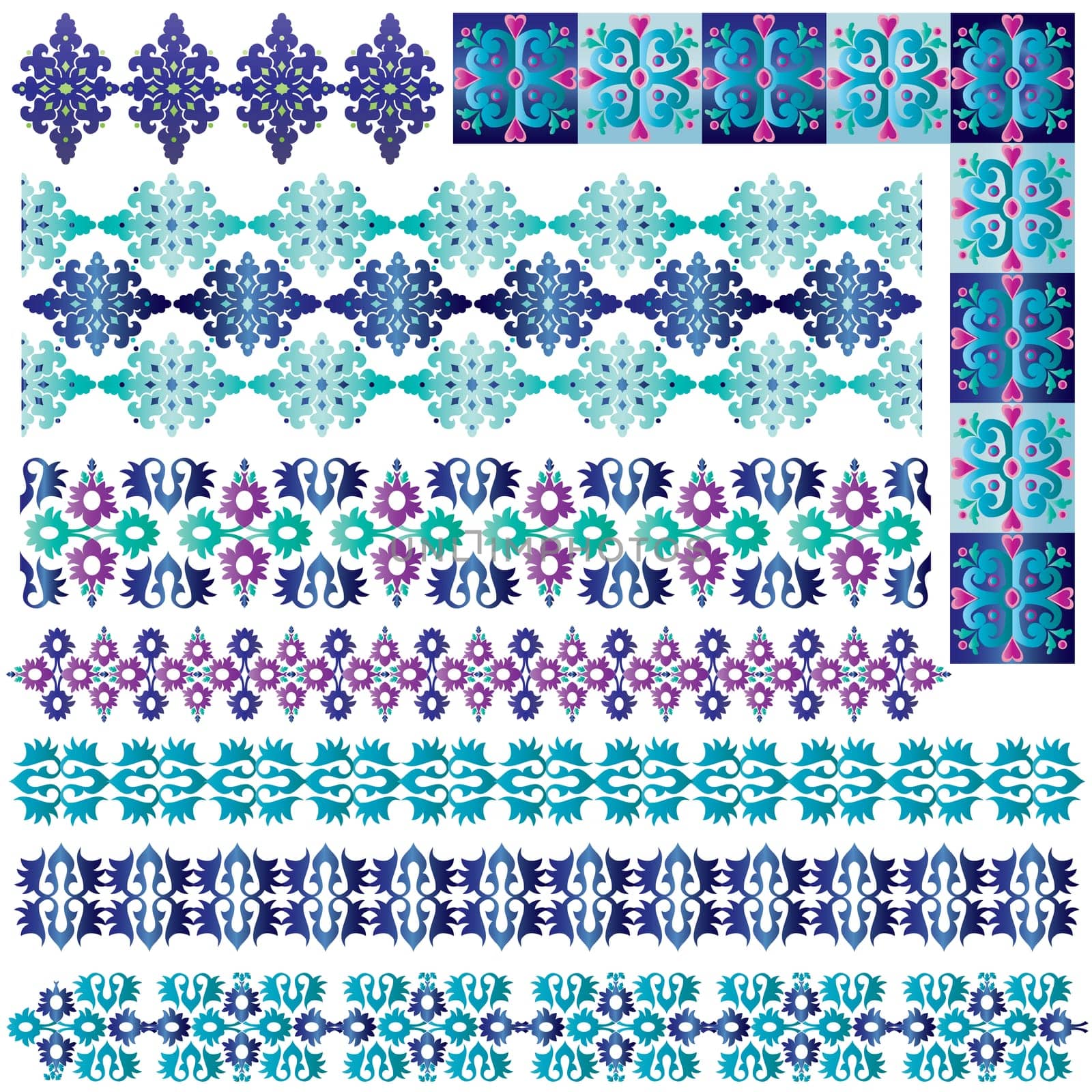 studied the eastern border set of traditional patterns