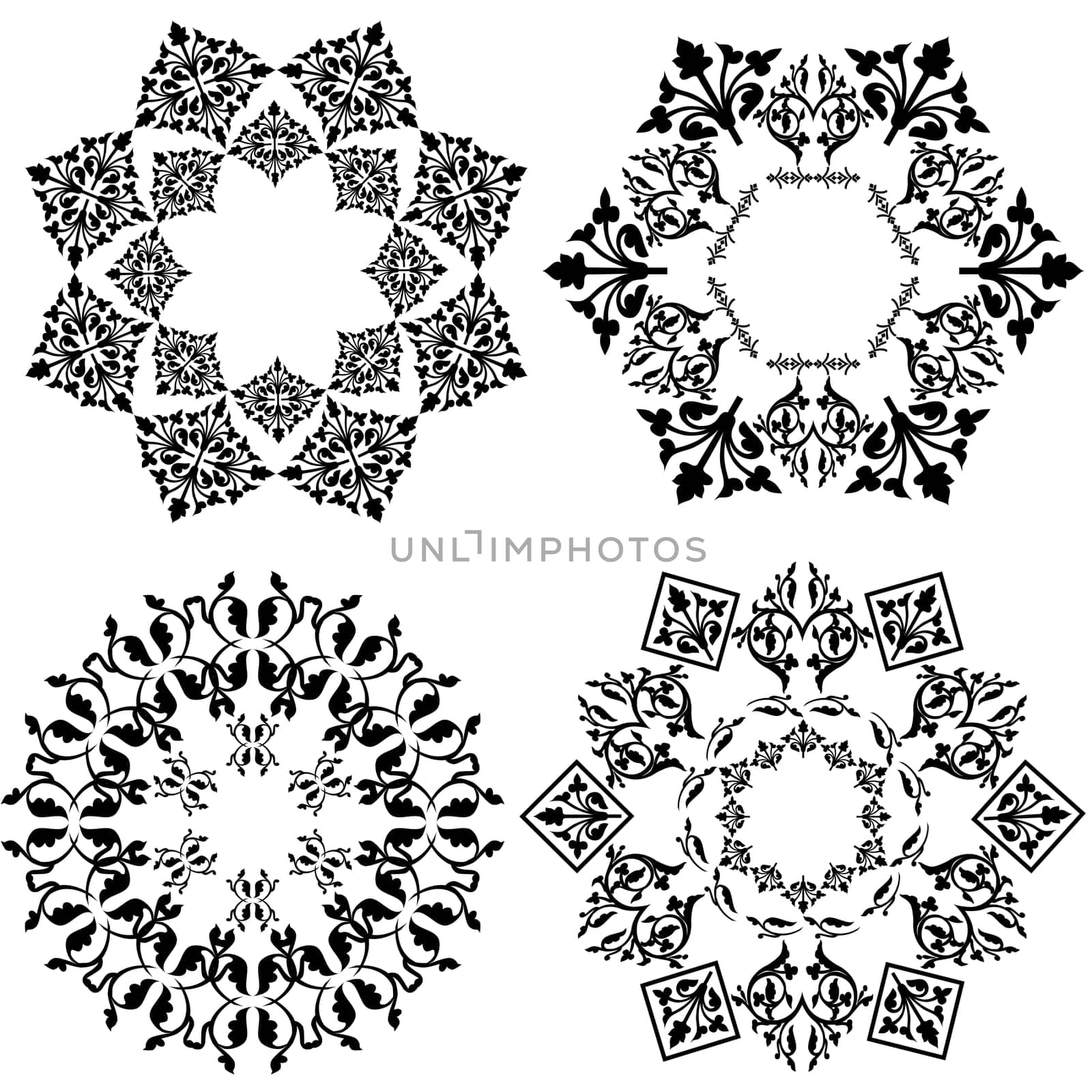 Decorative Floral Design Elements, editable vector illustration