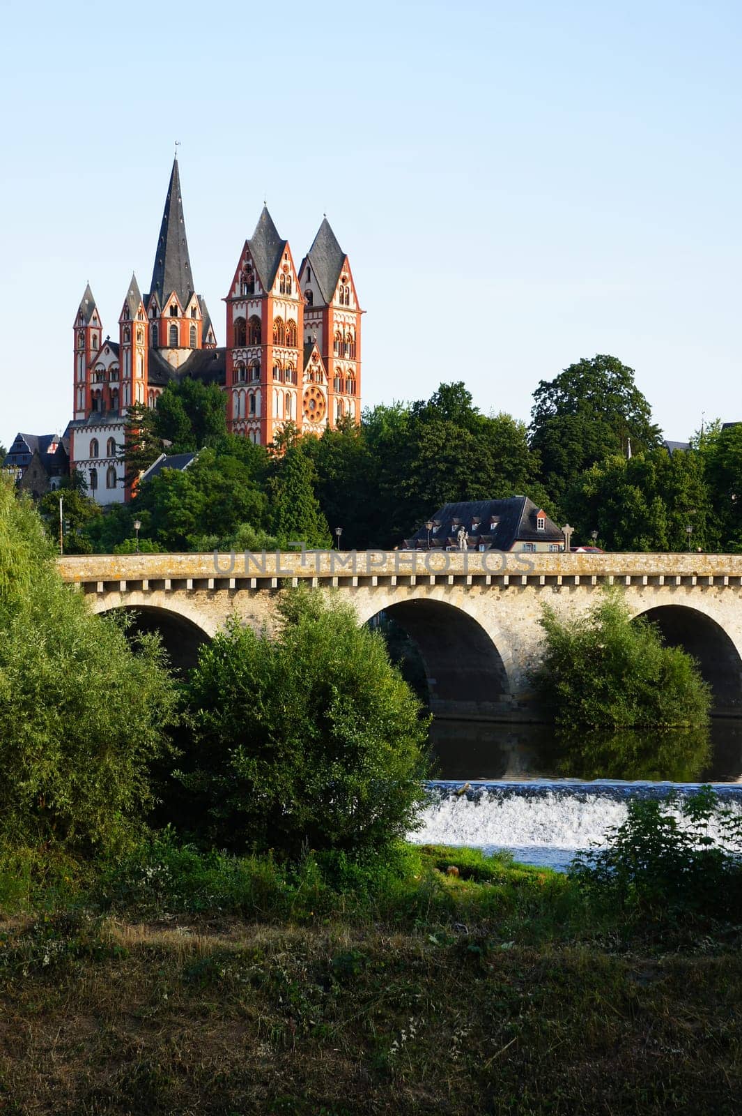 View of the old Lahn bridge and cathedral in Limburg