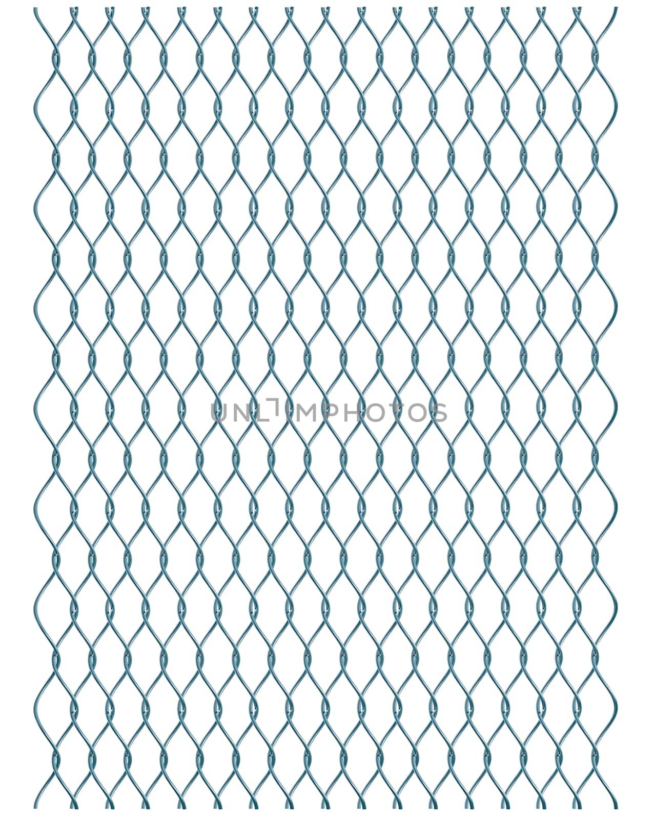 piece of metallic net on white background