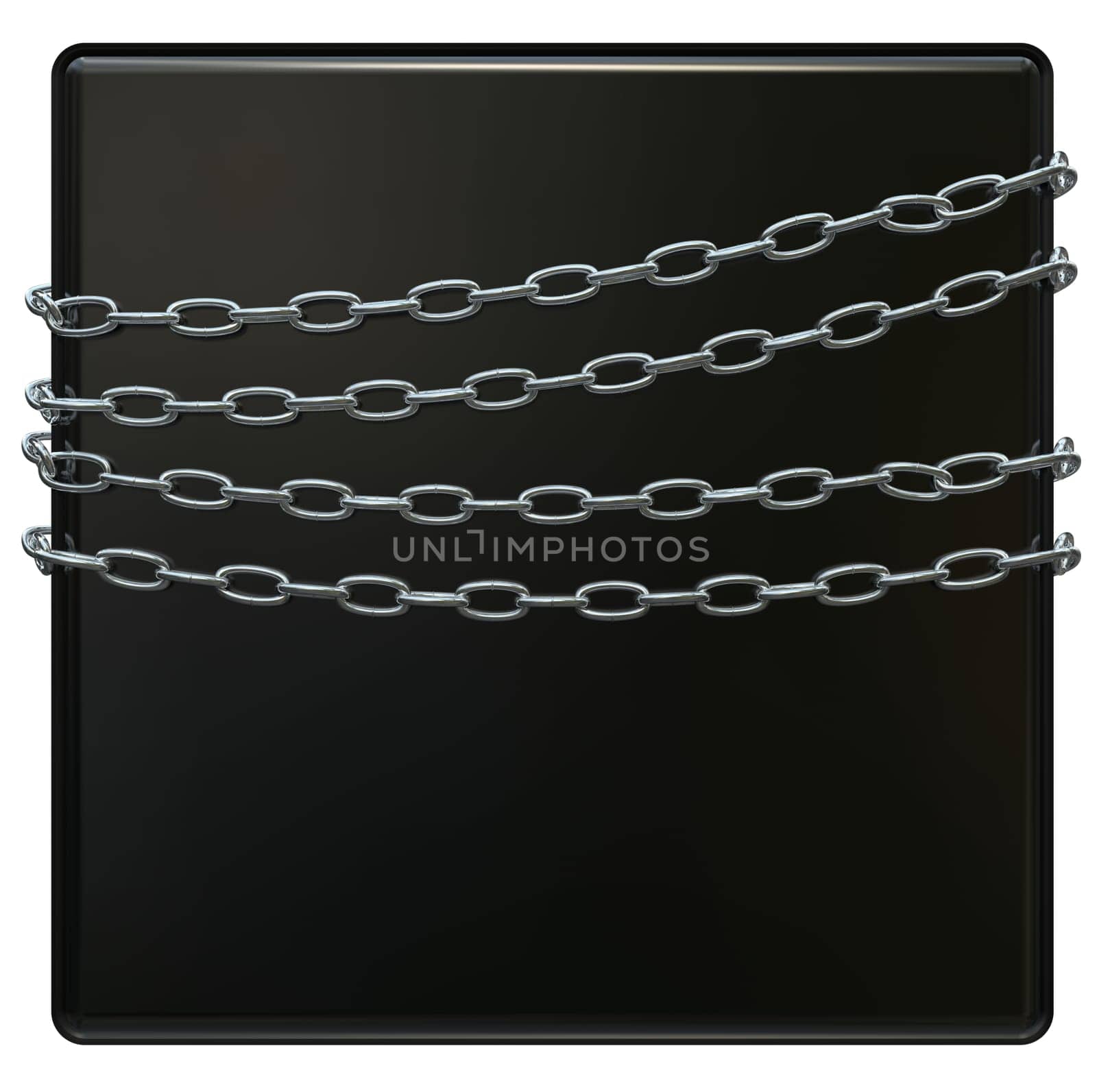 Set of four round shiny welded stainless steel chains