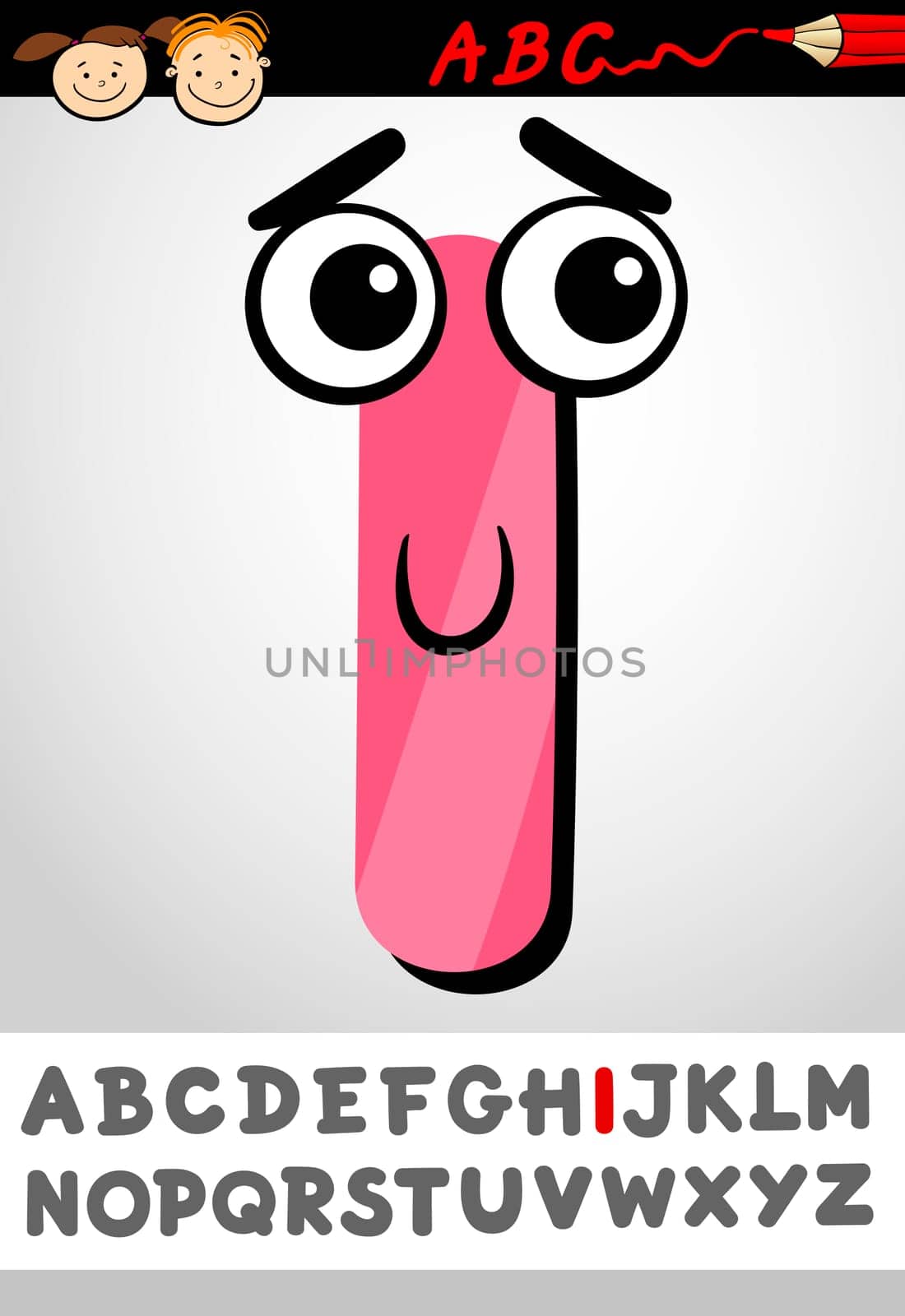 Cartoon Illustration of Cute Capital Letter I from Alphabet for Children Education
