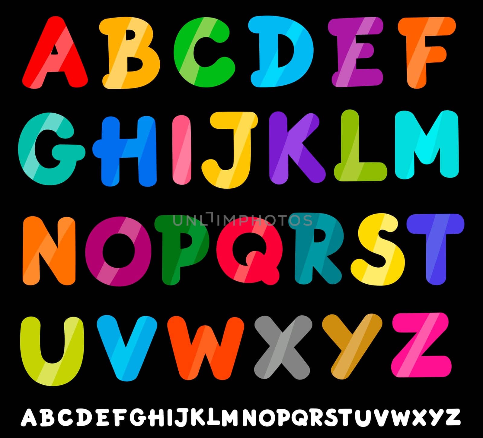 Cartoon Illustration of Colorful Capital Letters Alphabet for Children Education