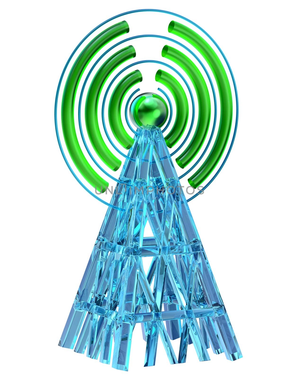 Powerful digital transmitter for TV, mobile and multimedia broadcast sends information signals from high tower