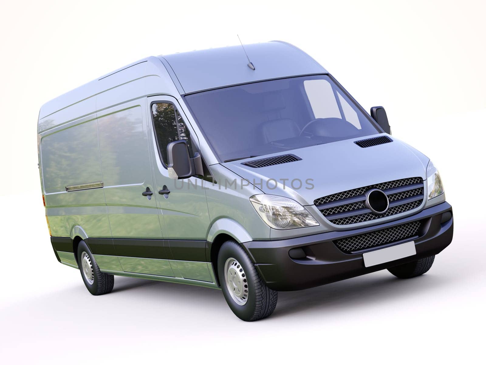 Modern commercial van on a light background