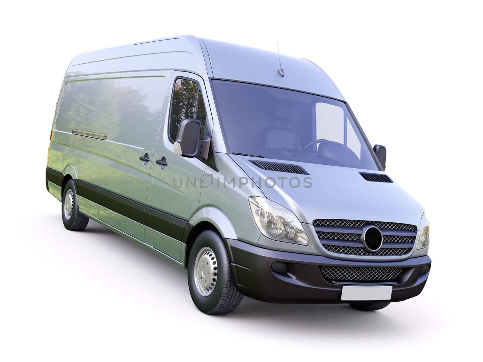 Modern commercial van on a light background