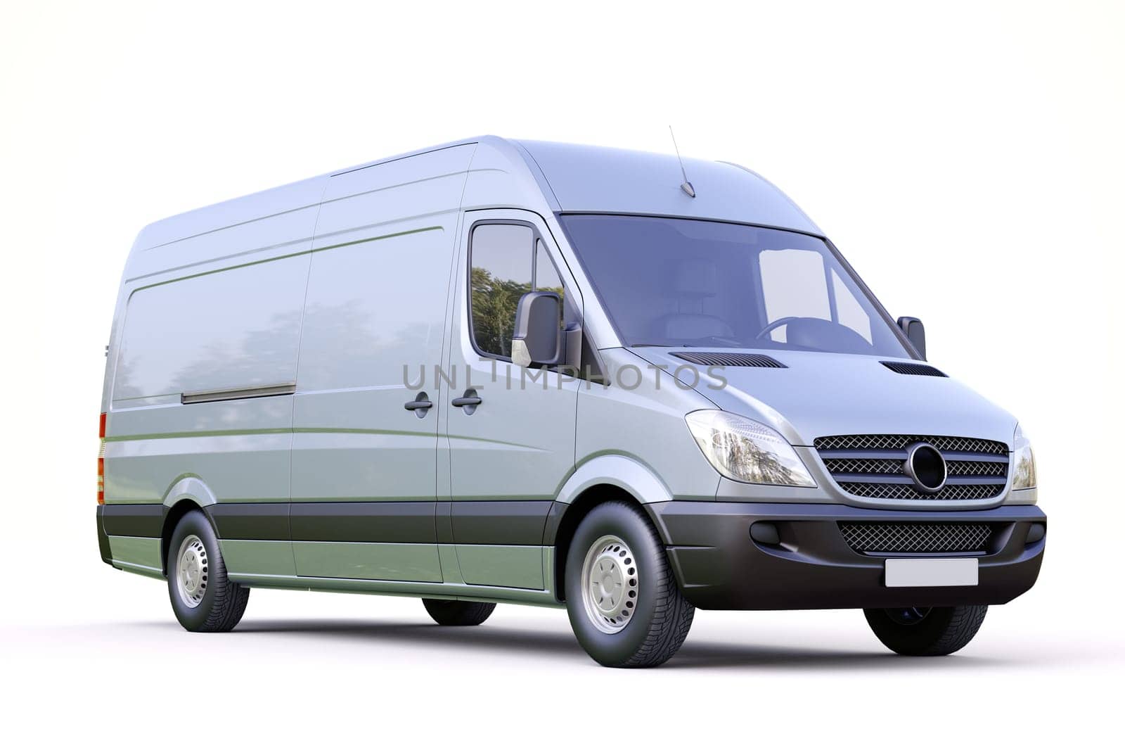 Modern commercial van on a light background