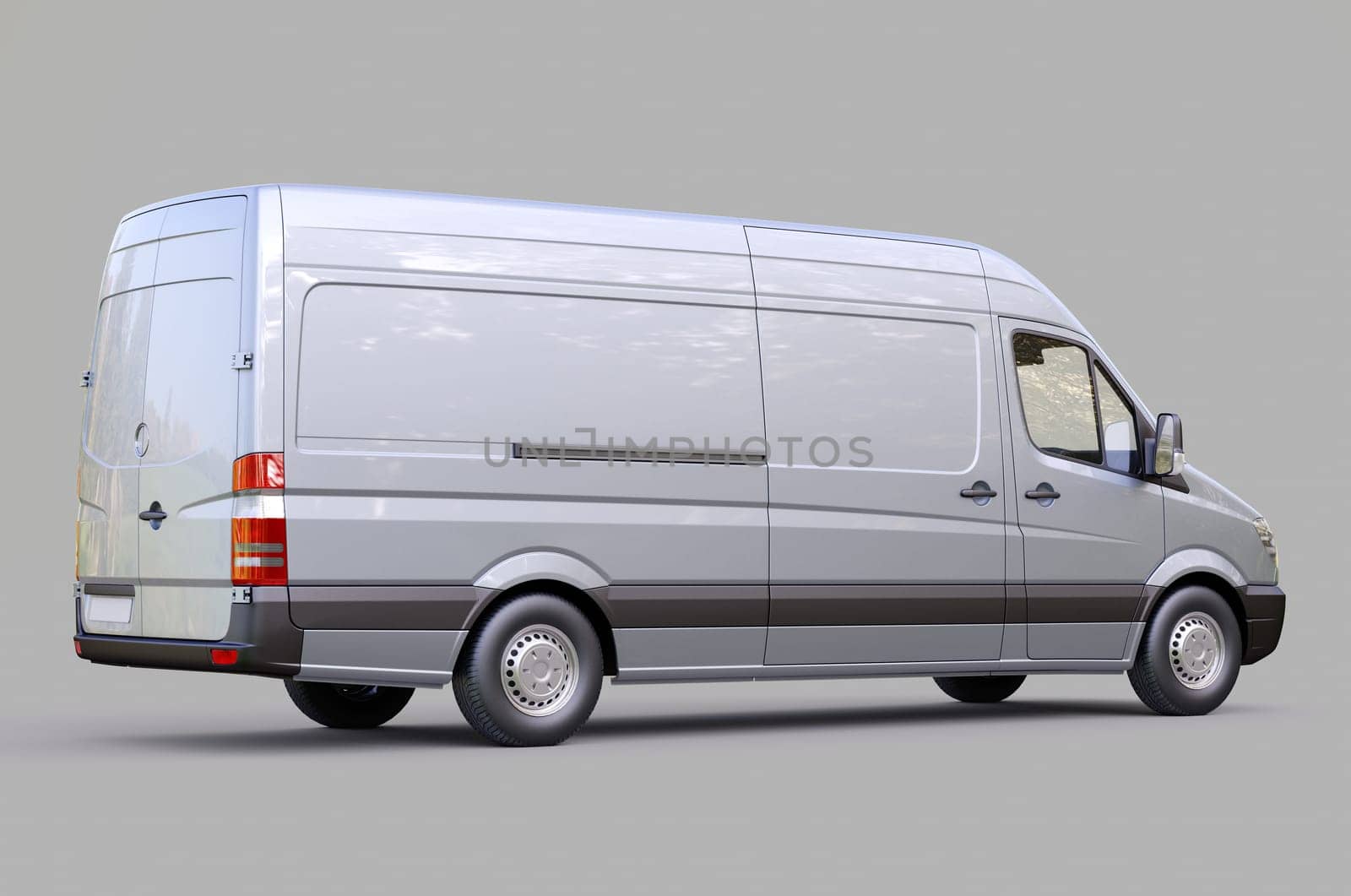 Modern commercial van on a gray background