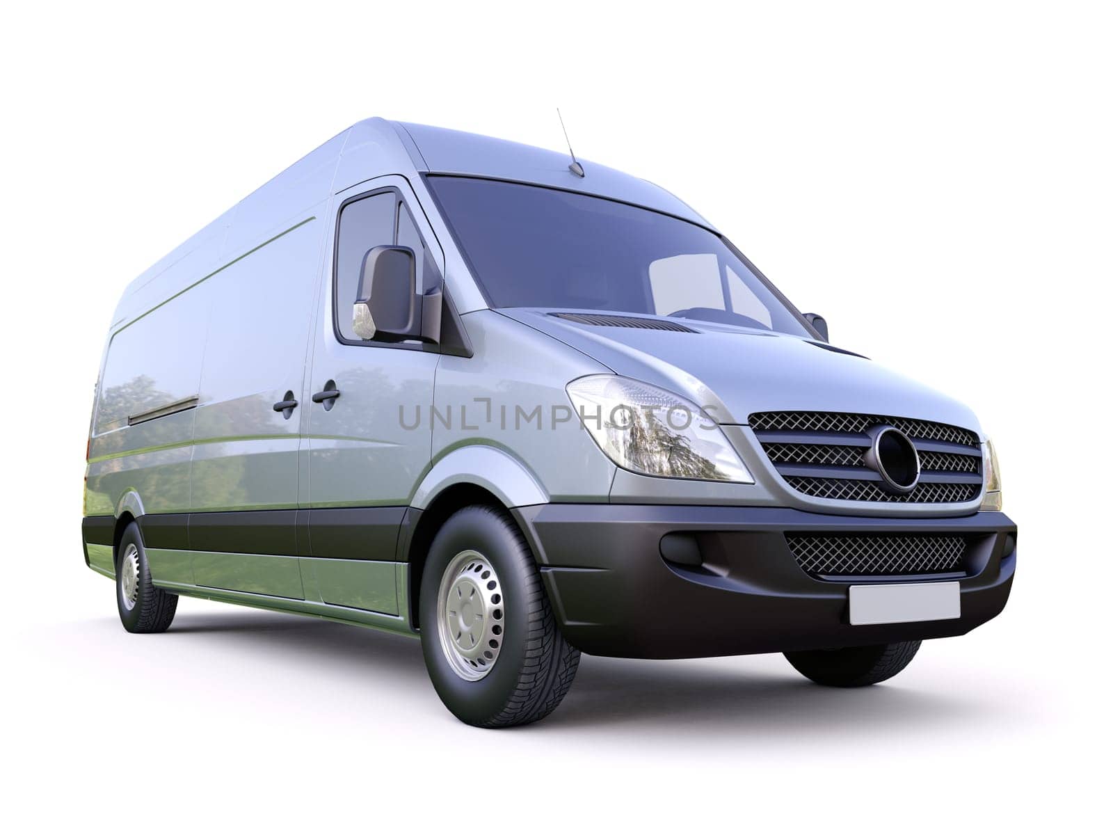 Modern commercial van on a light background