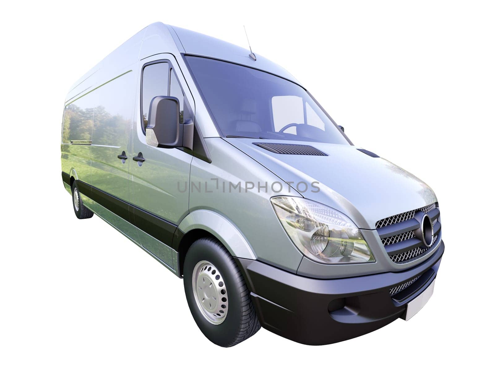 Modern commercial van isolated on a white background