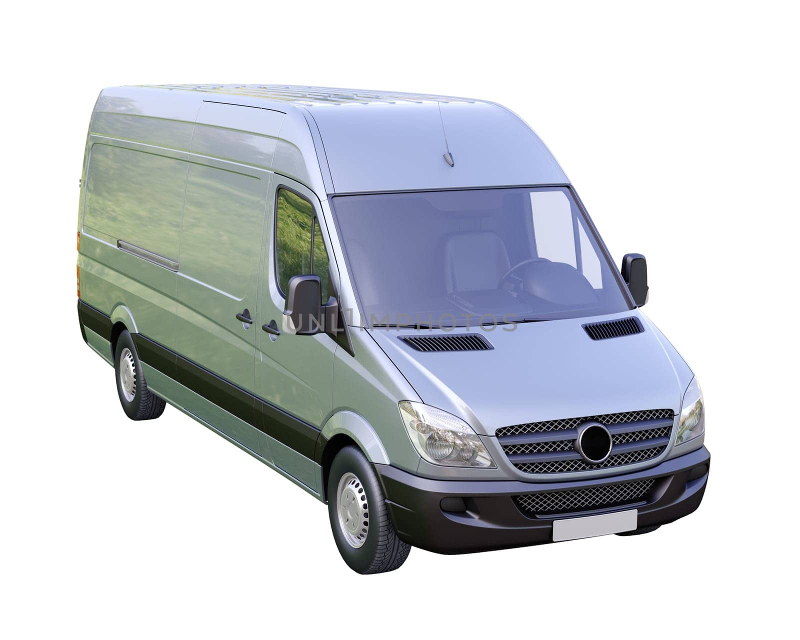 Modern commercial van on a light background
