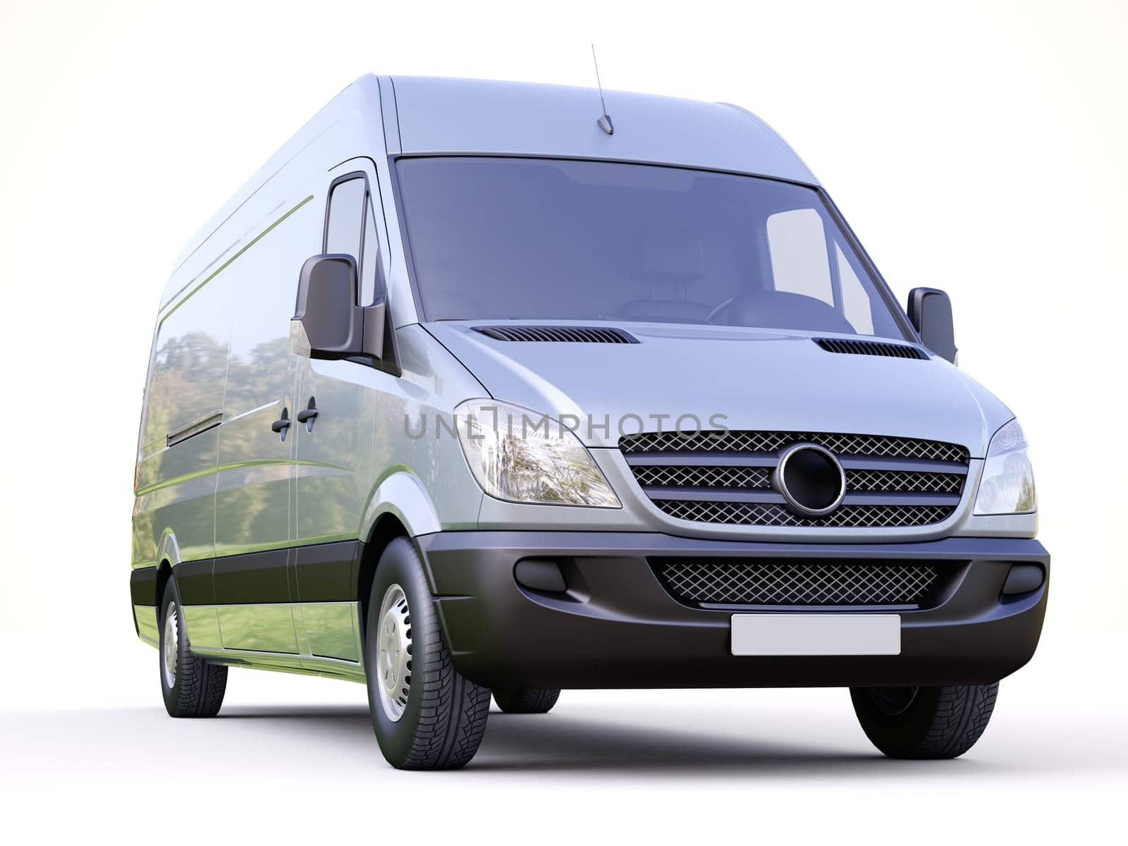 Modern commercial van on a light background