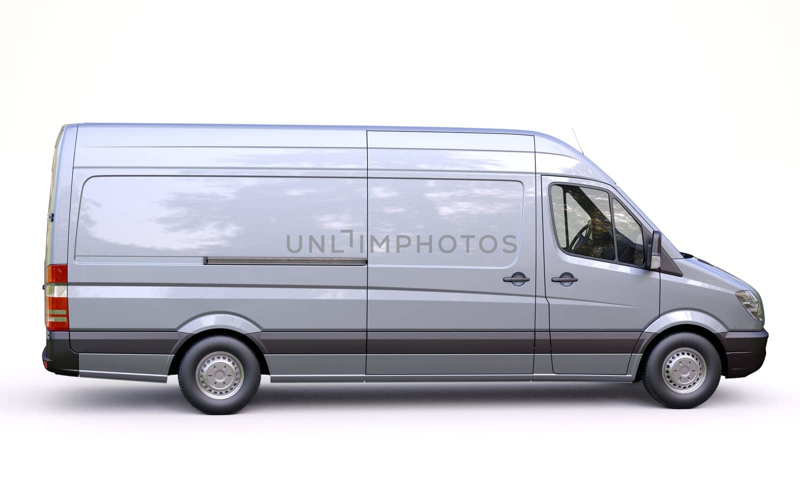 Modern commercial van on a light background
