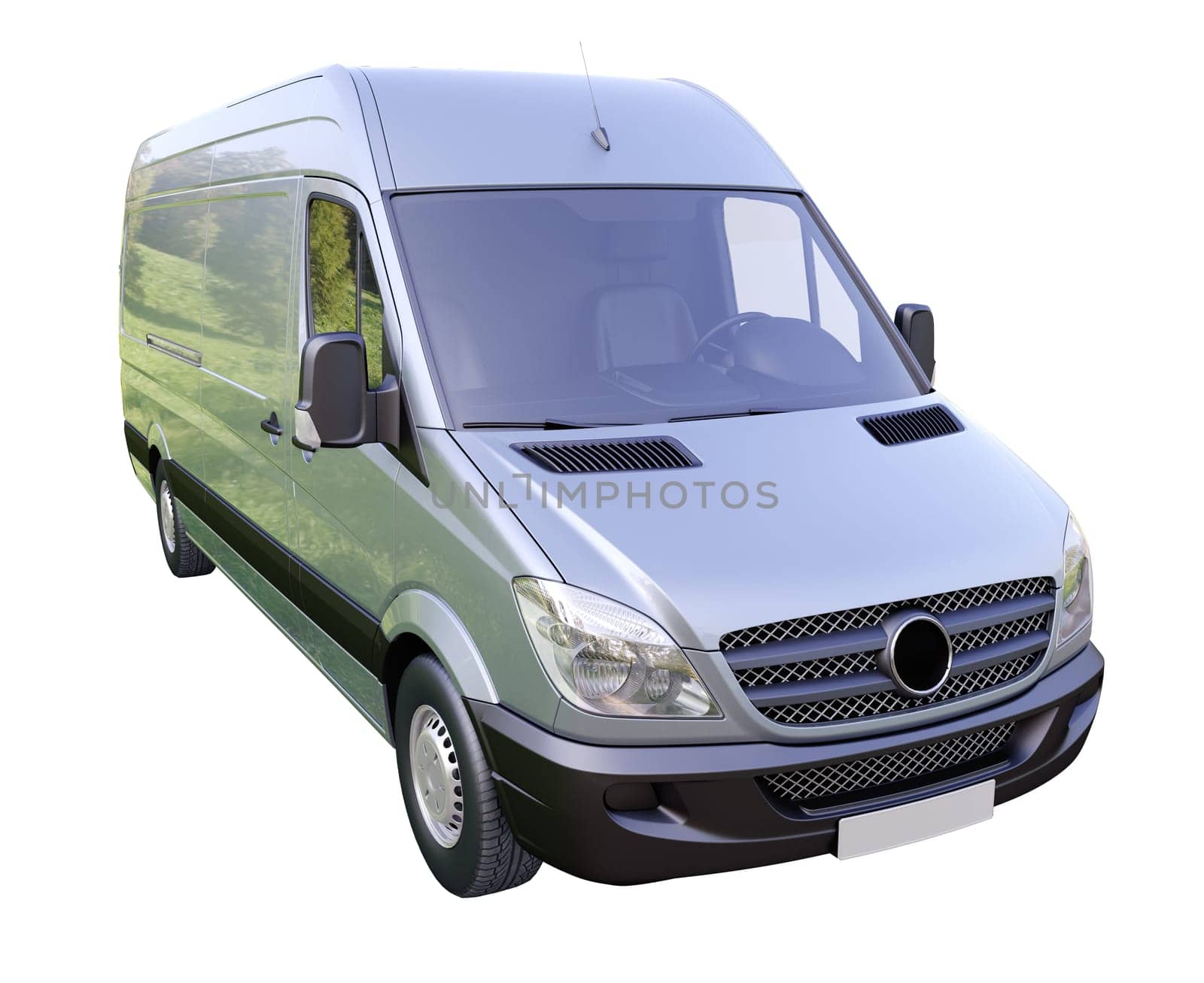 Modern commercial van on a light background