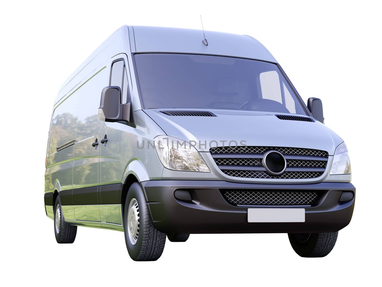 Modern commercial van on a light background