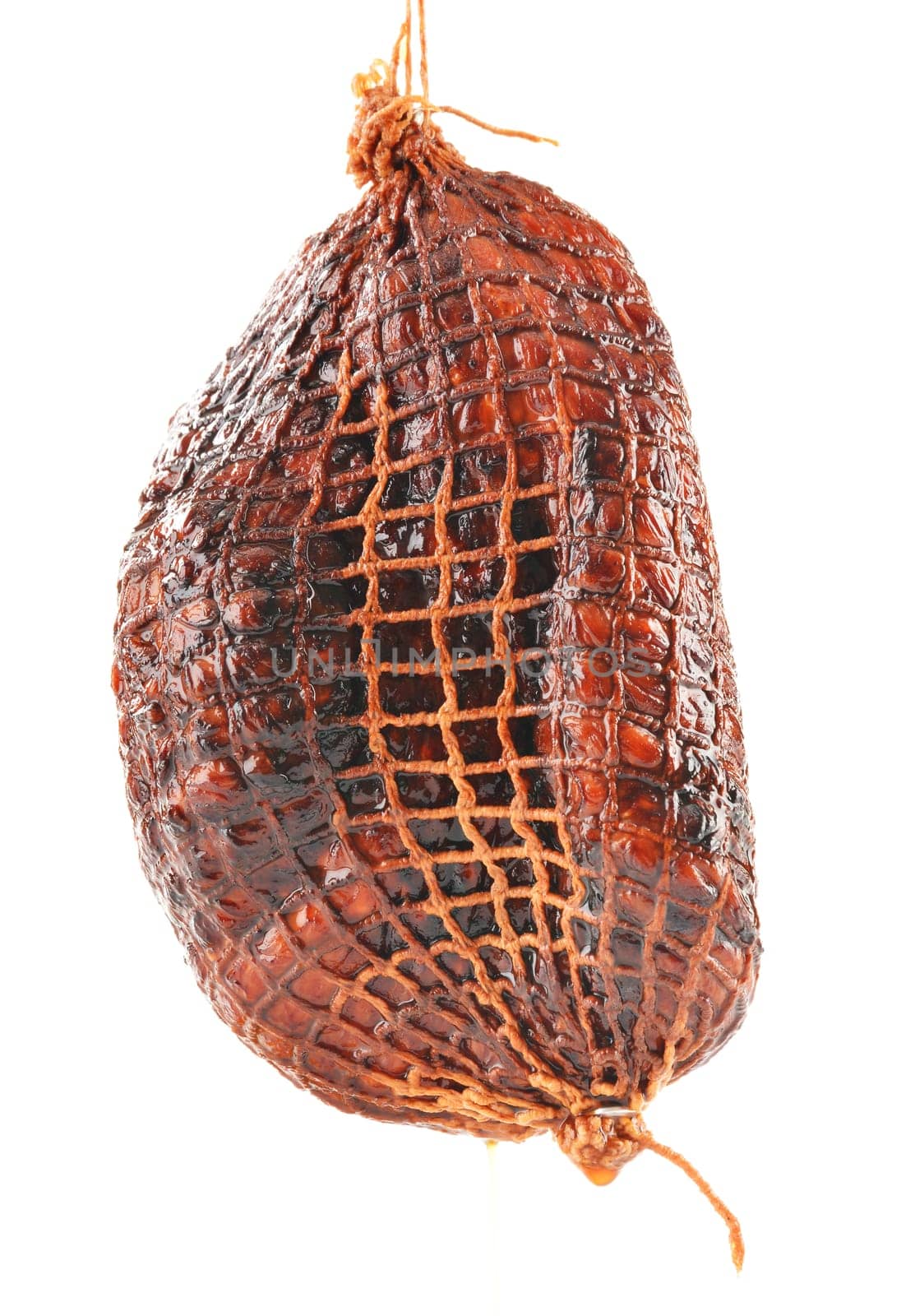Piece of ham isolated on white