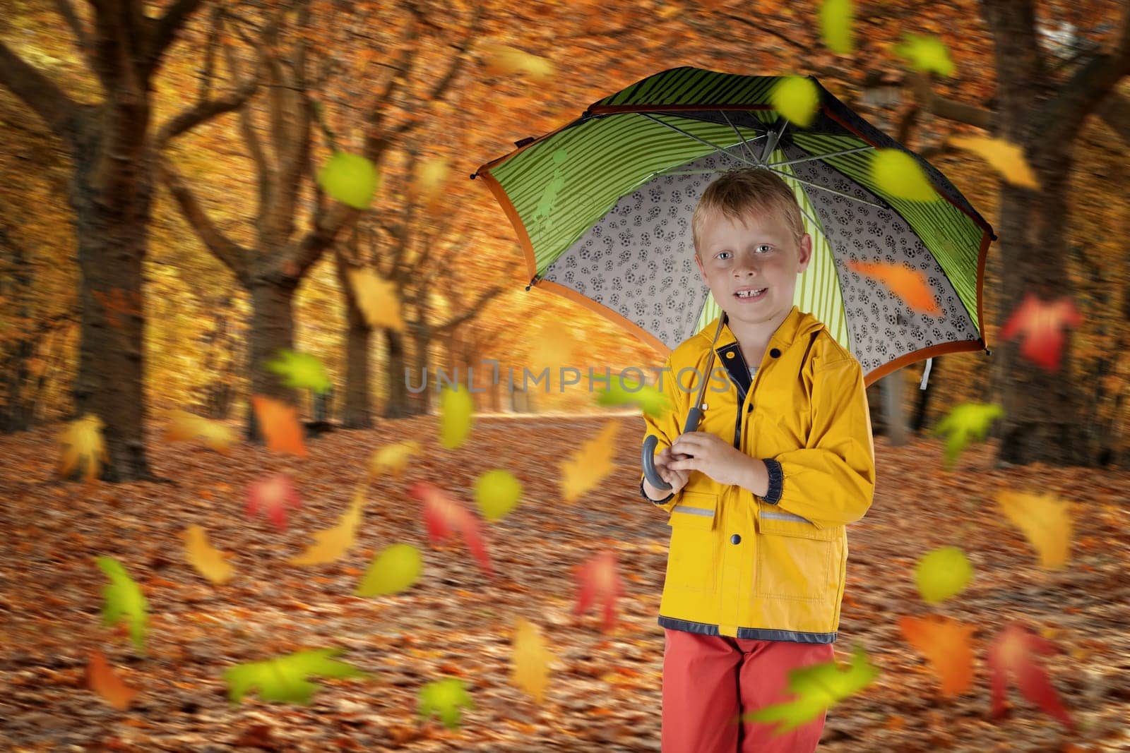 Autumn weather with umbrella