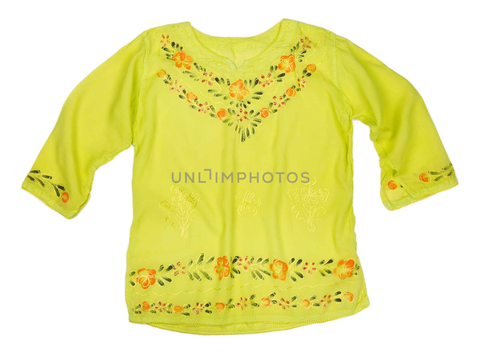 ladies blouse with embroidery isolated on white