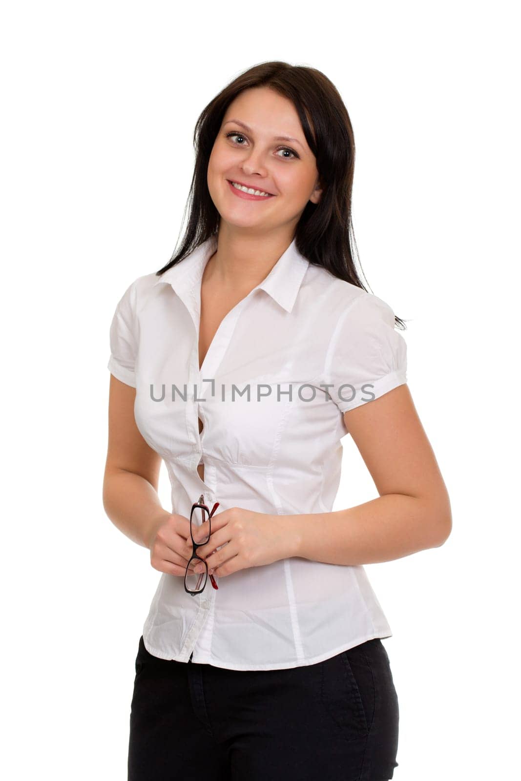 Business woman portrait . Crossed arms. isolated on white background