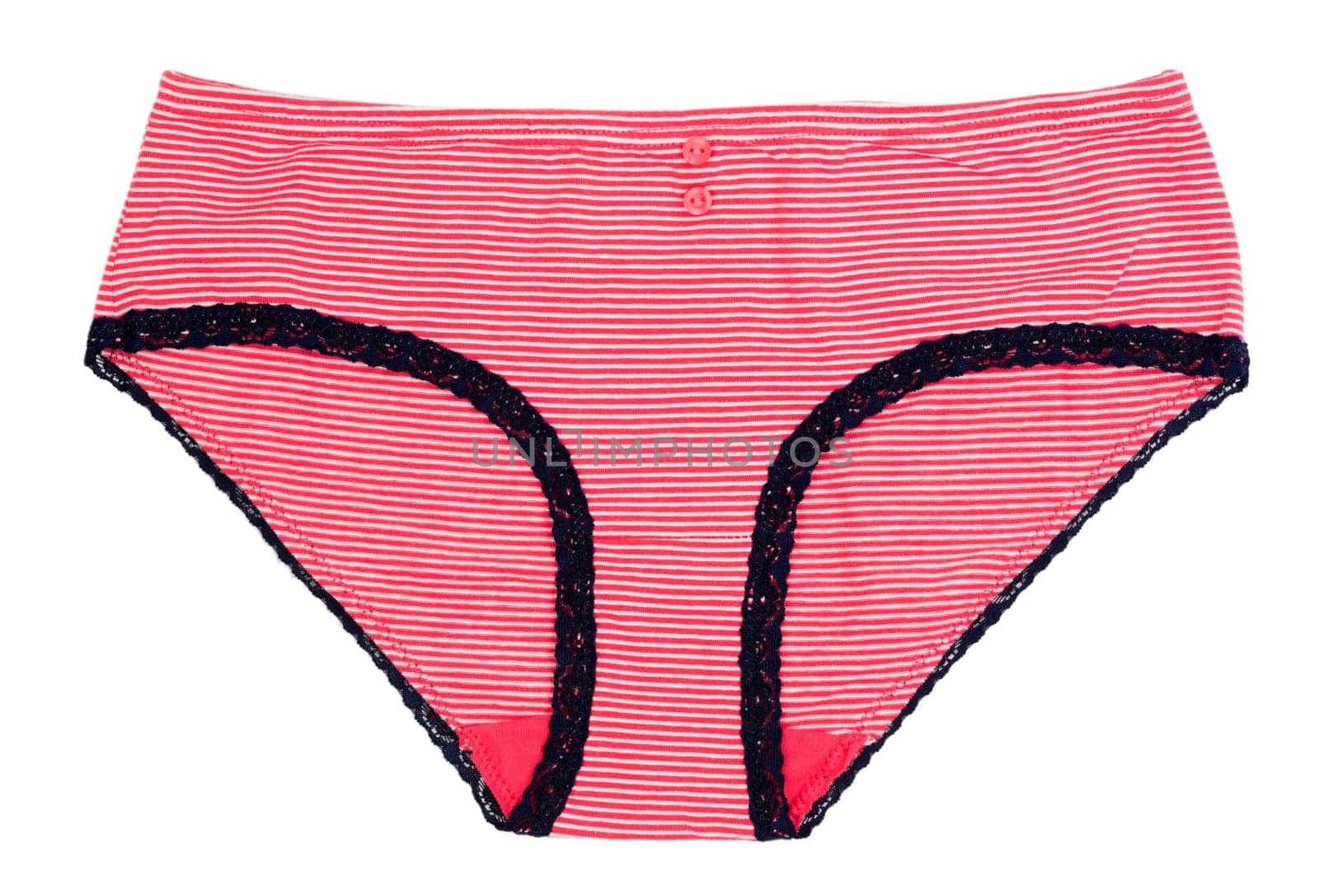 Women's striped panties on white background