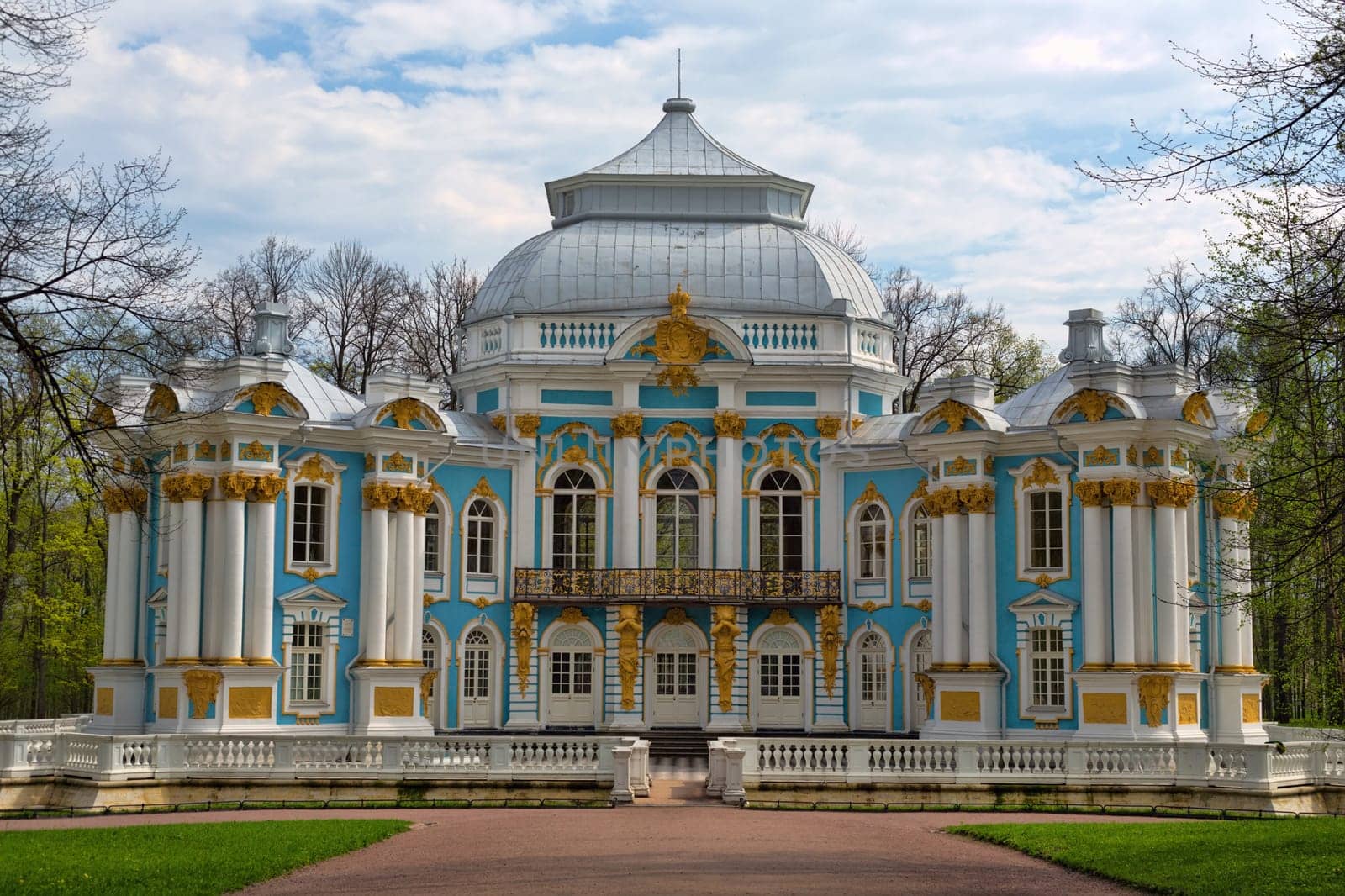 Pavilion in Catherine`s park in Tsarskoe Selo near Saint Petersburg, Russia