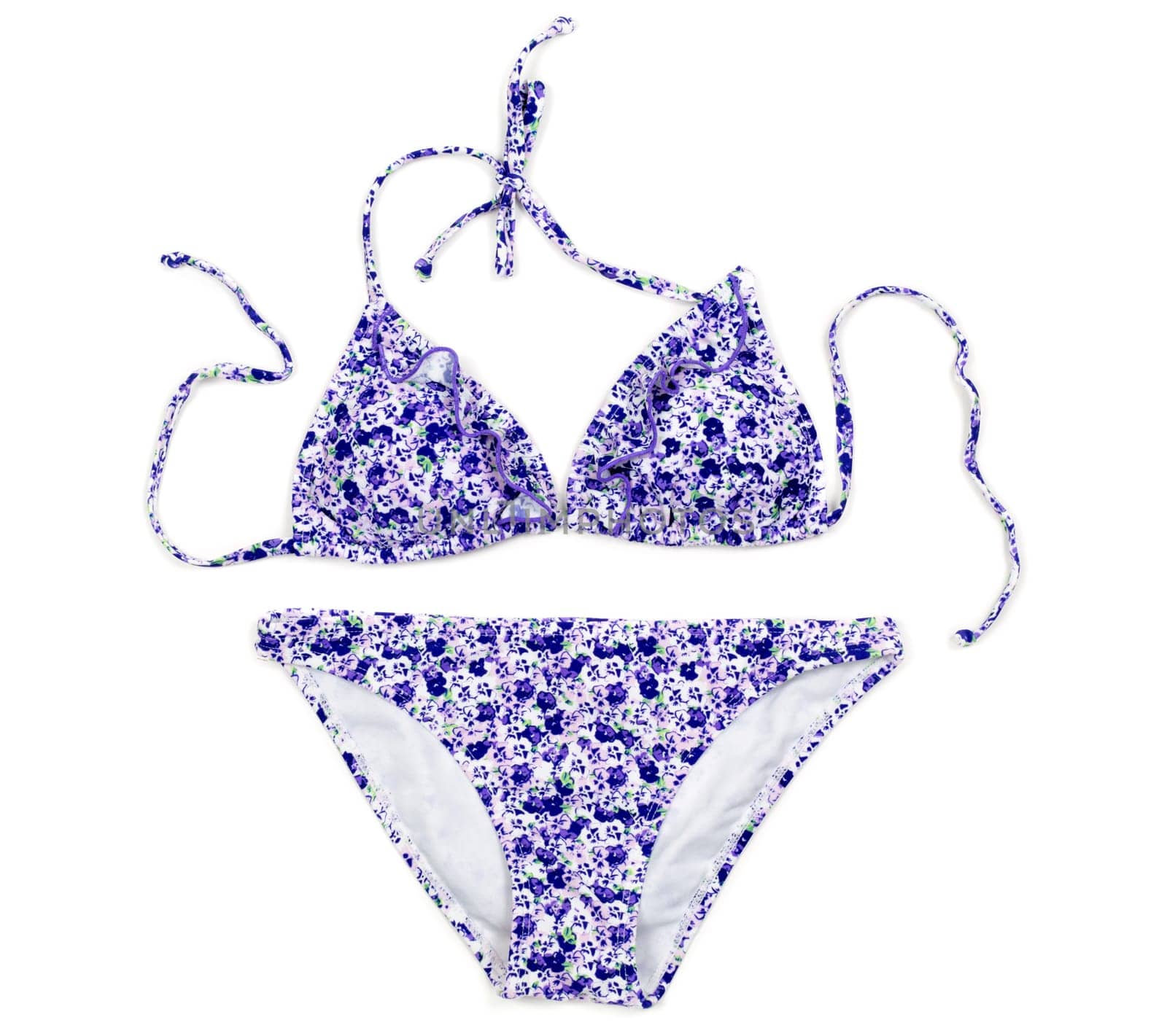 Women's floral swimsuit, isolate on white background