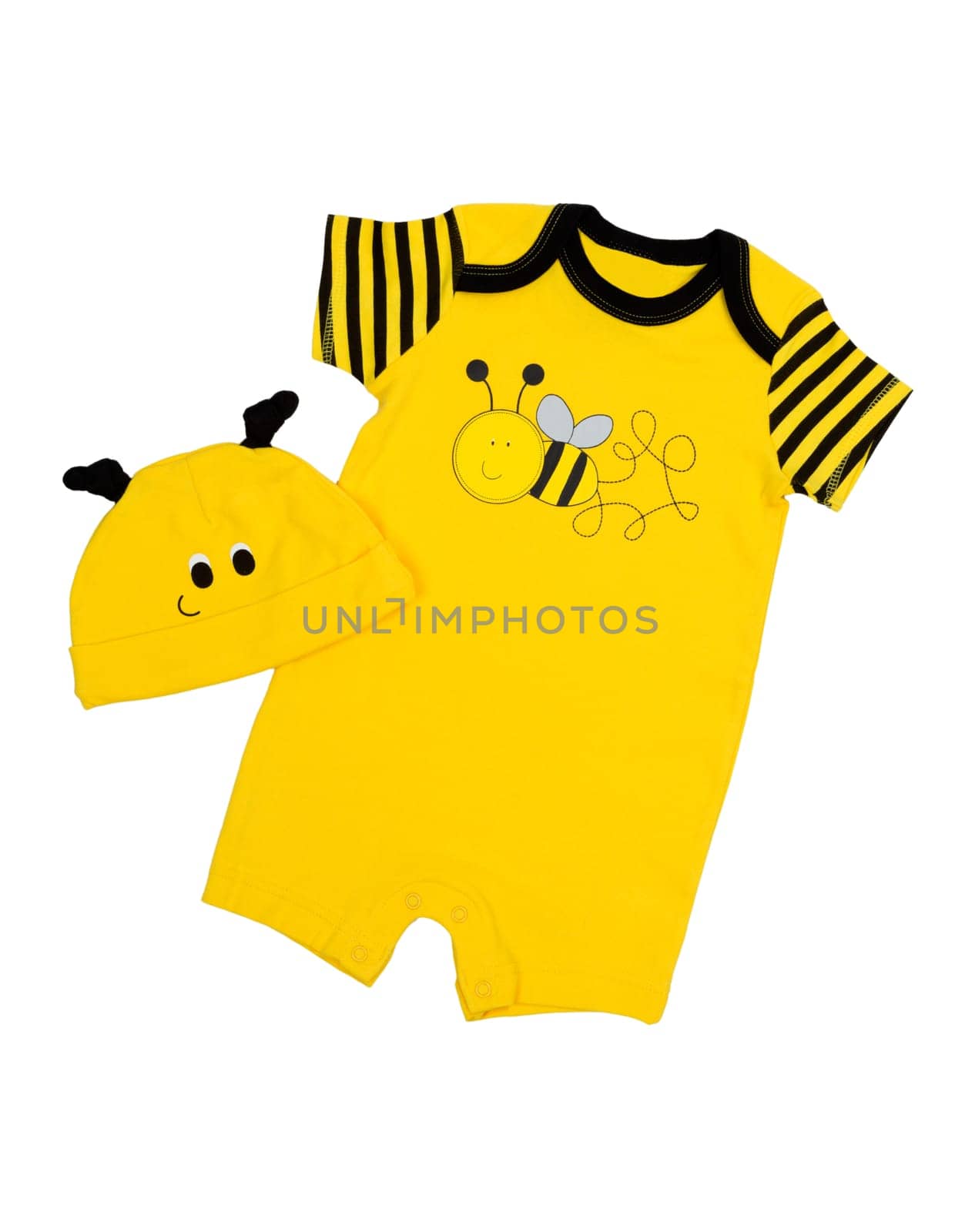 Children's costume bee isolated on white background