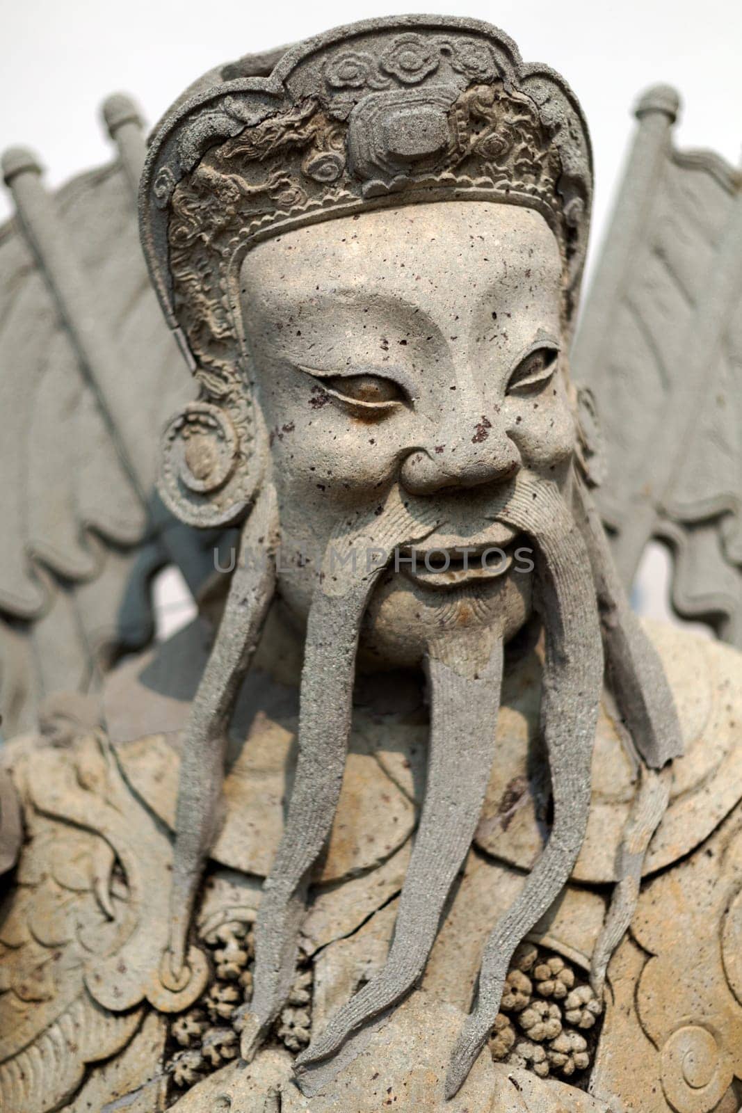 antique statue of a Thai soldier close up