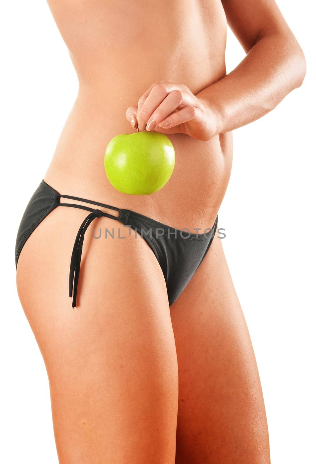 Slim woman's body isolated on white background