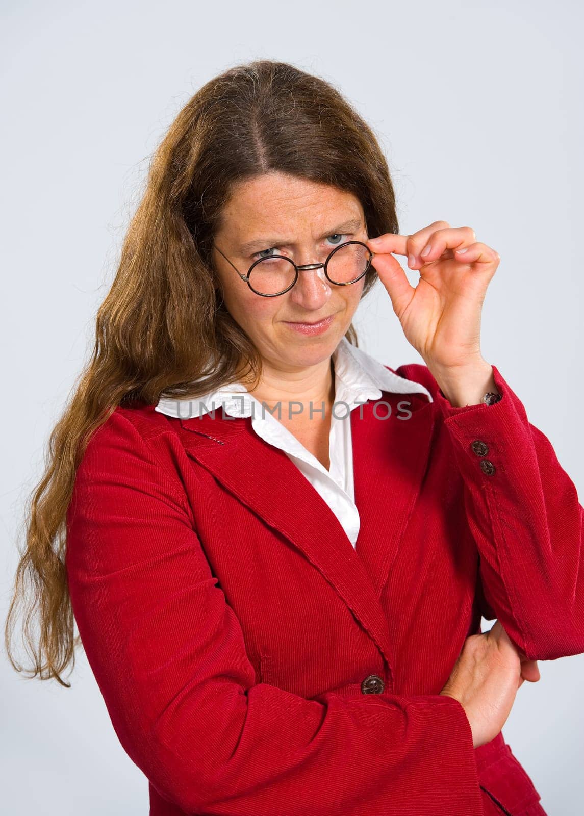 woman is looking severely