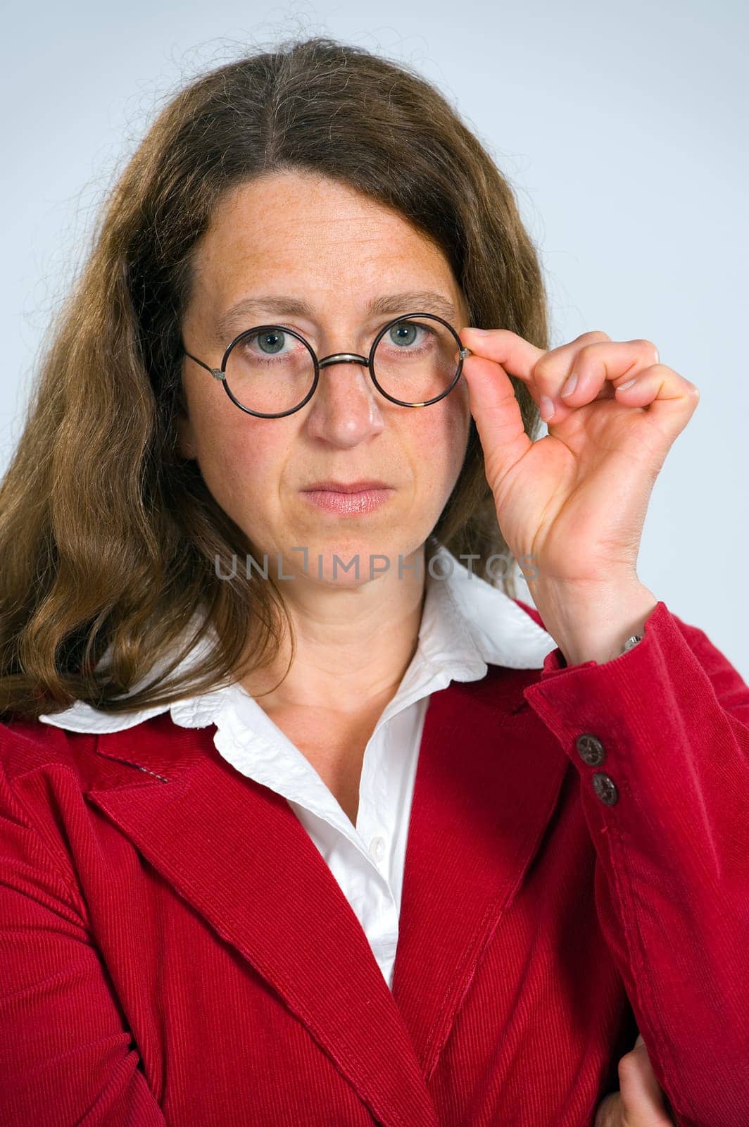 woman is looking severely