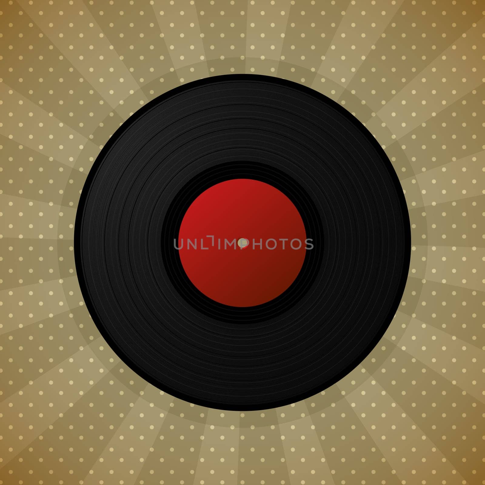 Black vinyl record, retro style illustration